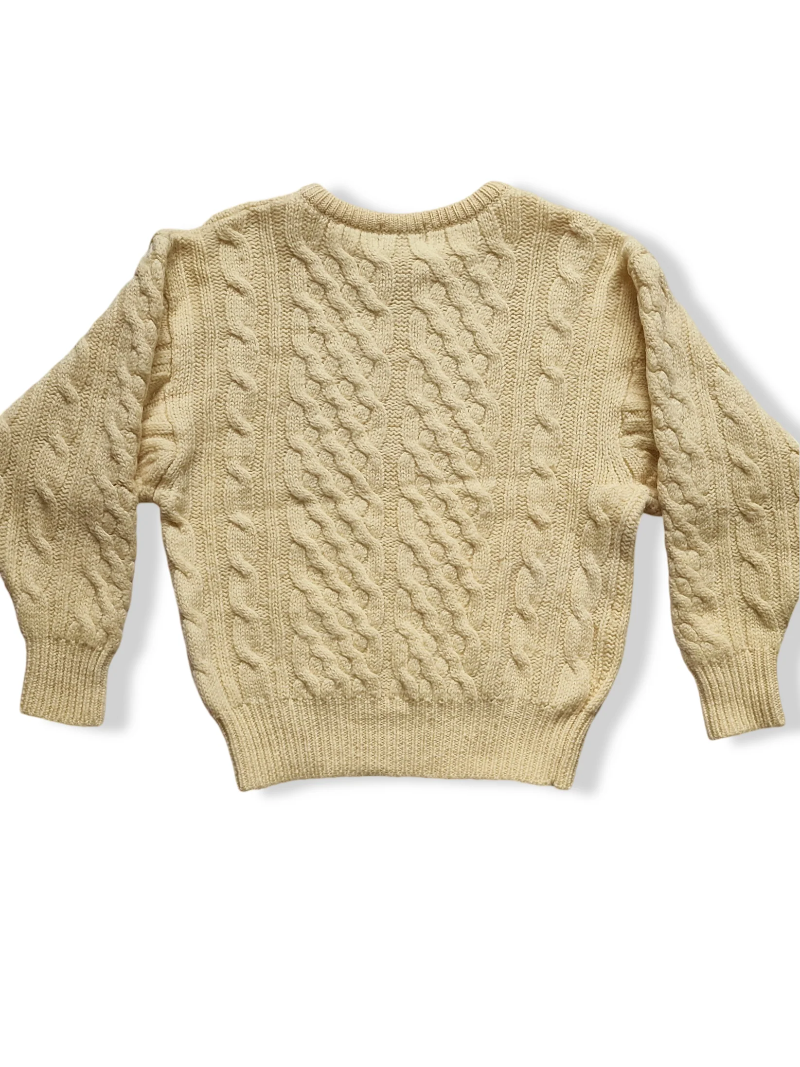 Vintage Cream Pure Wool Aran Cable Knit Jumper - XS - Image 3