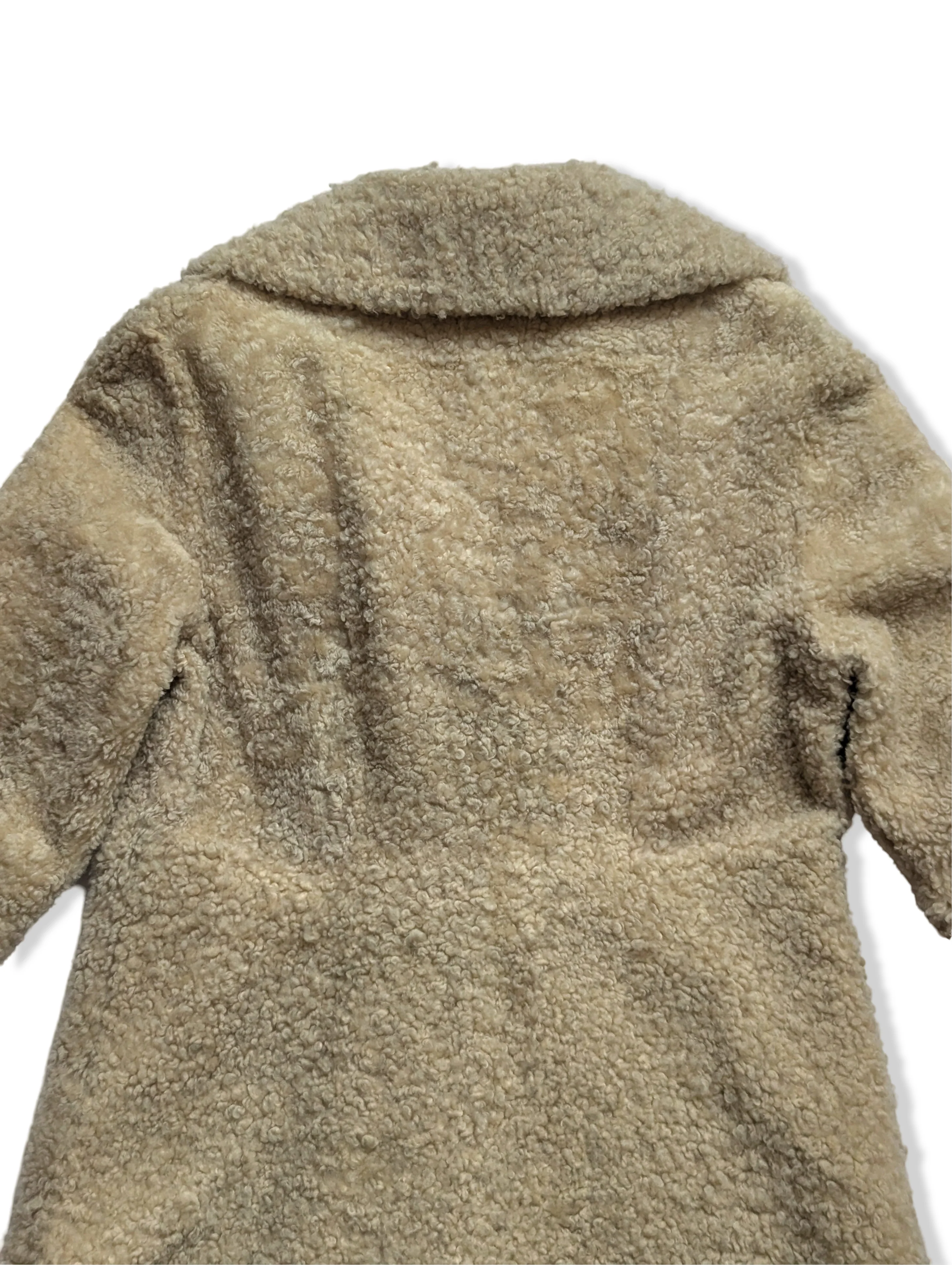 Vintage Cream Sheepskin Wool Coat - M - Image 5