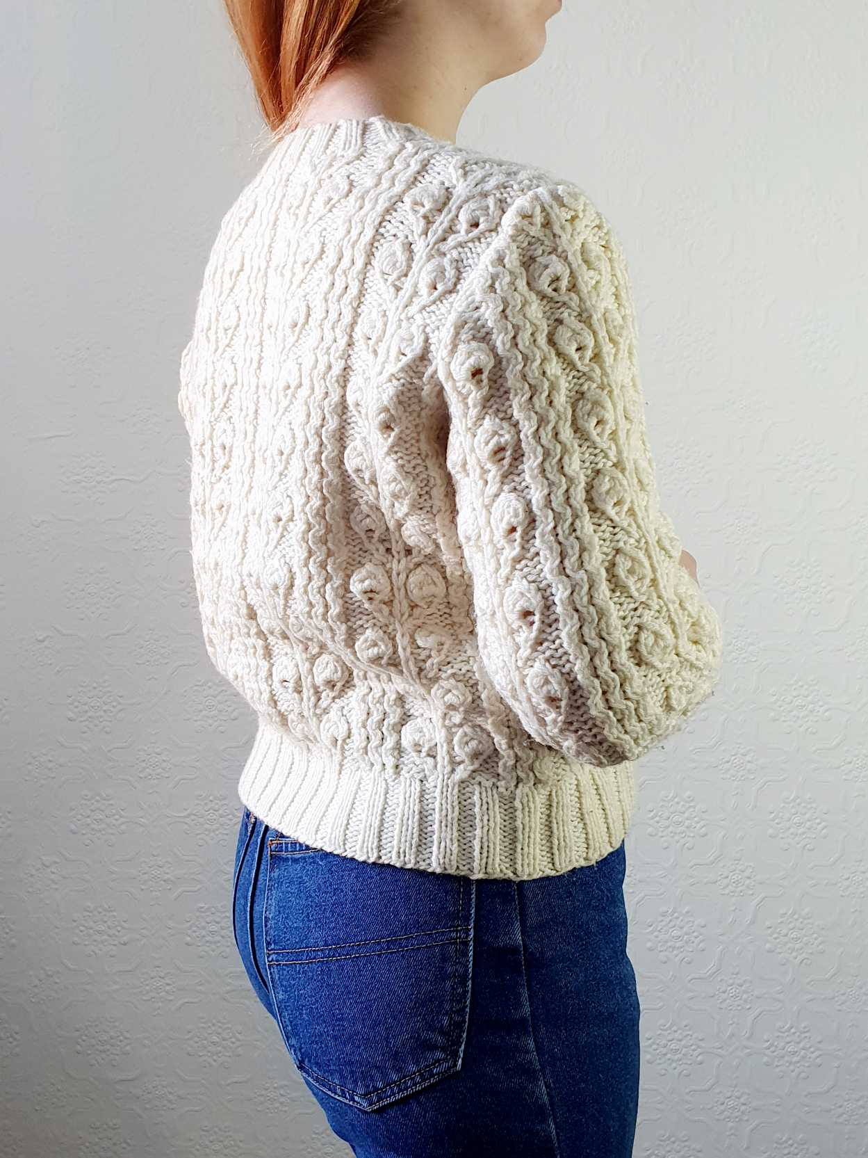 Vintage Cream Wool Arran Style Jumper - XS/S - Image 3
