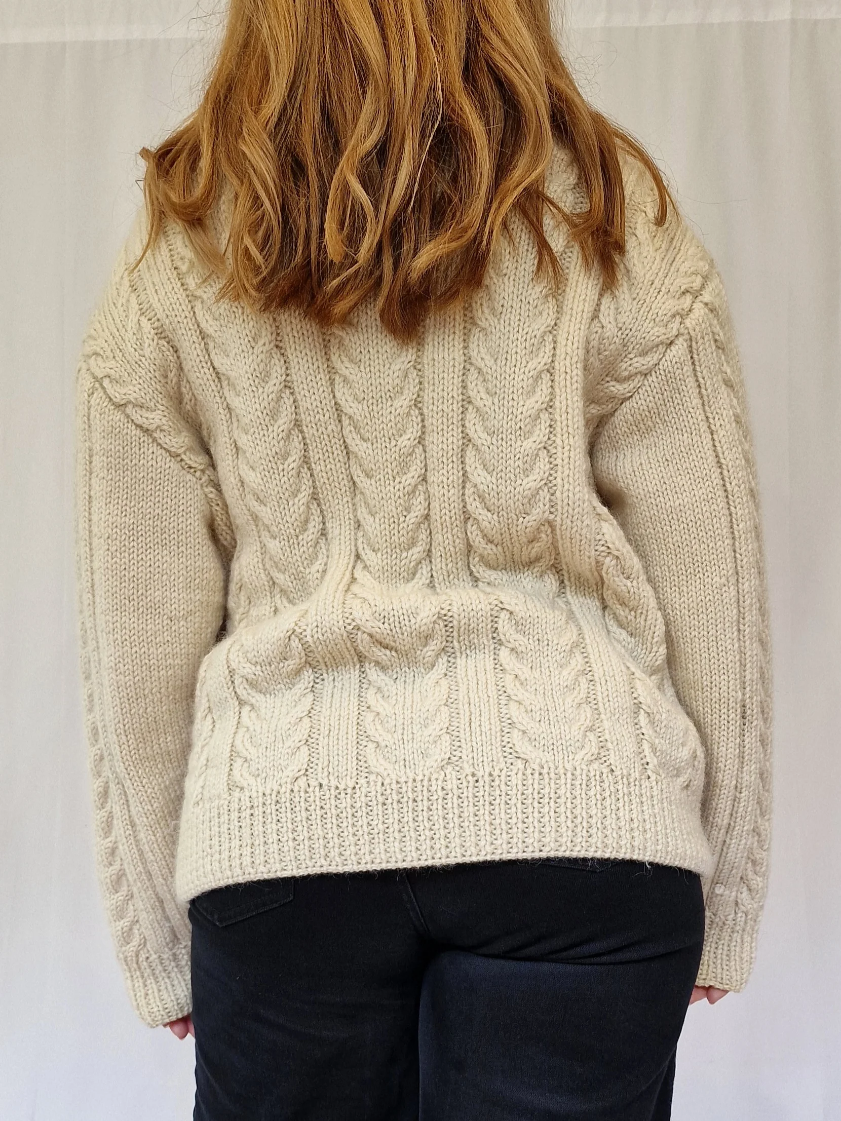 Vintage Crew Neck 100% Wool Aran Jumper - M - Image 3