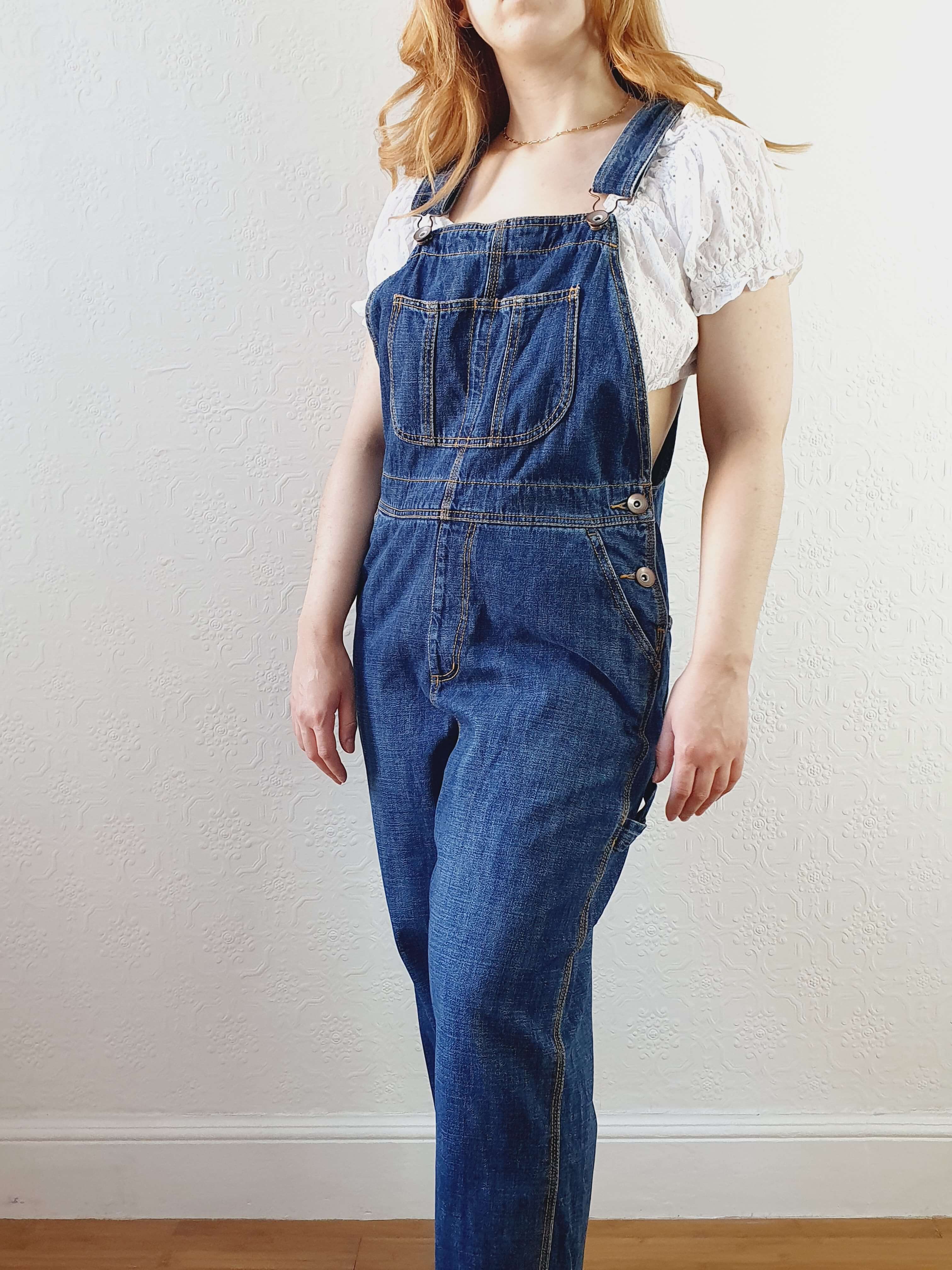 Vintage Dark Blue Denim Dungarees - M/L - Image 9