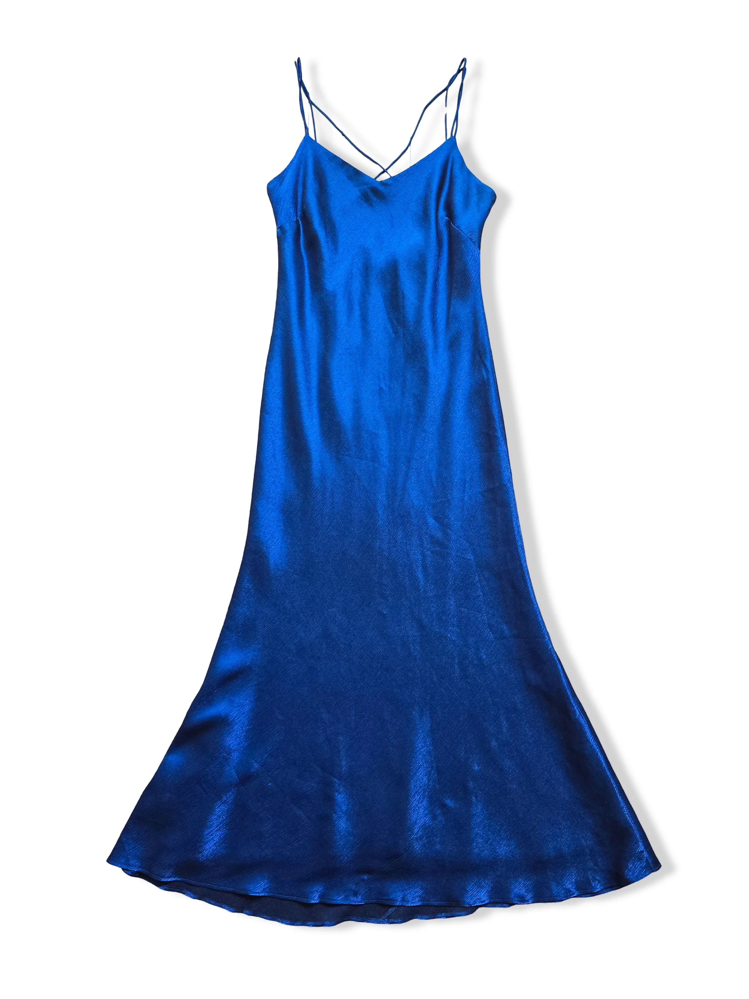 Vintage Dark Blue Maxi Slip Dress - L - Image 3