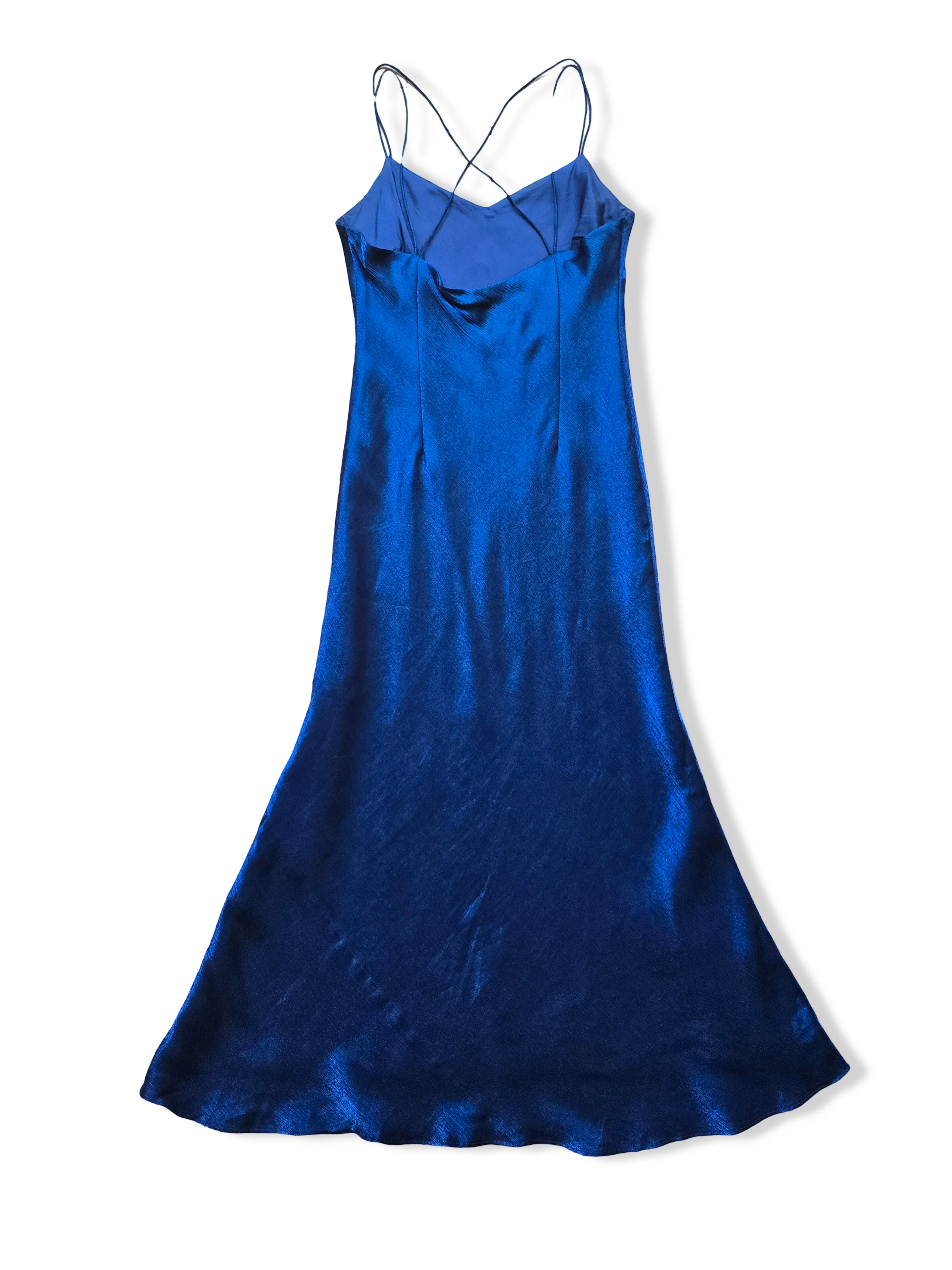 Vintage Dark Blue Maxi Slip Dress - L - Image 4