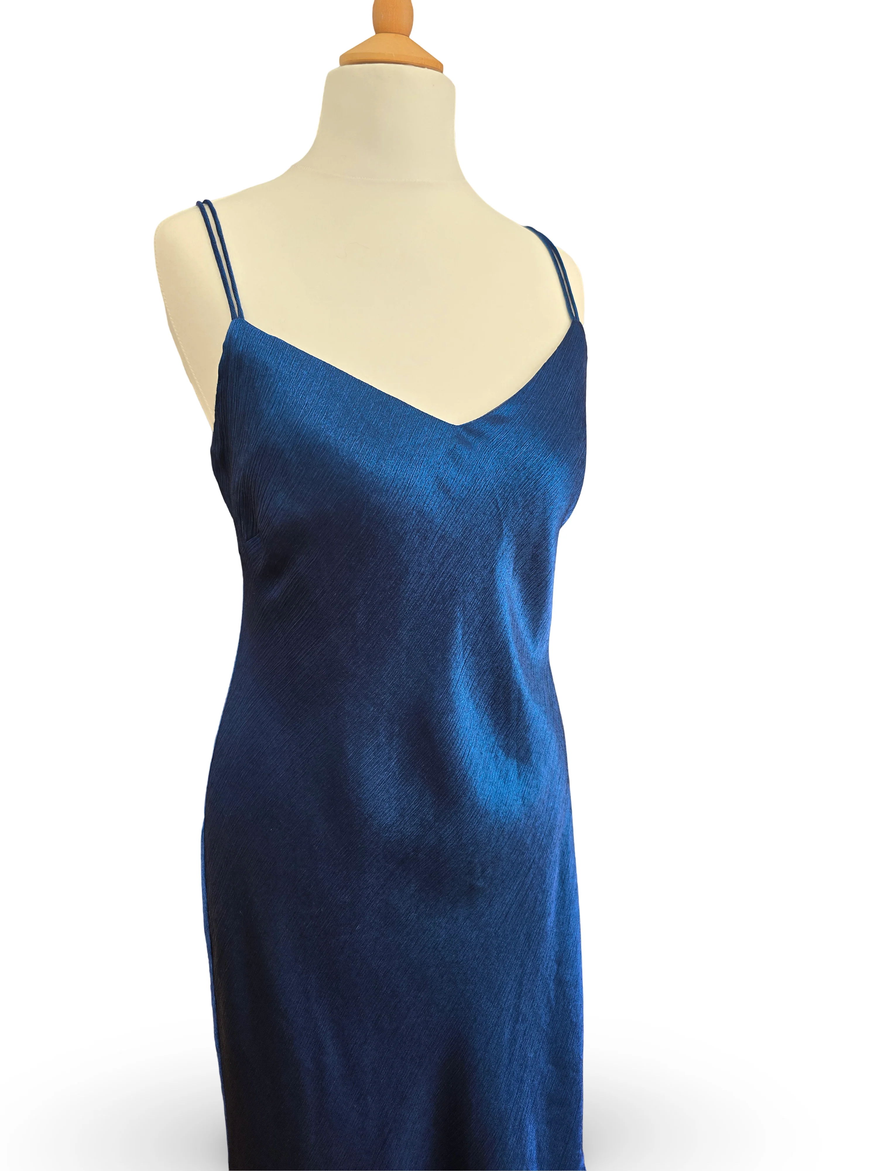 Vintage Dark Blue Maxi Slip Dress - L - Image 5