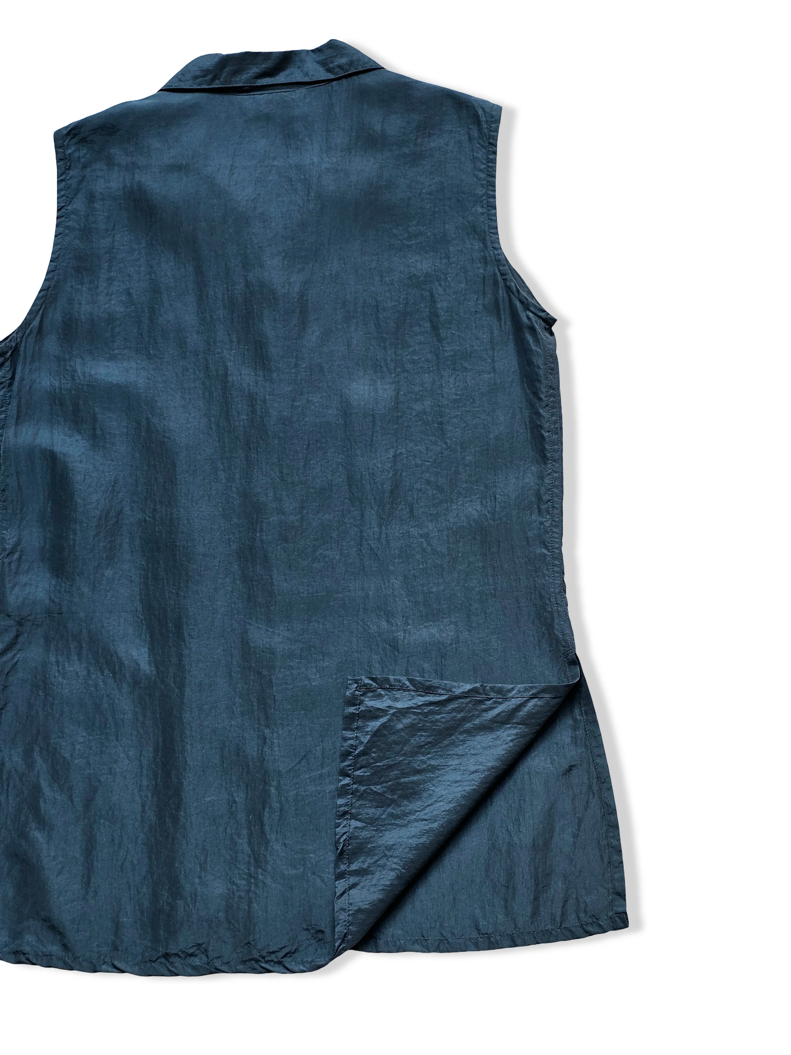 Vintage Dark Blue Sleeveless Silk Blouse - M - Image 4