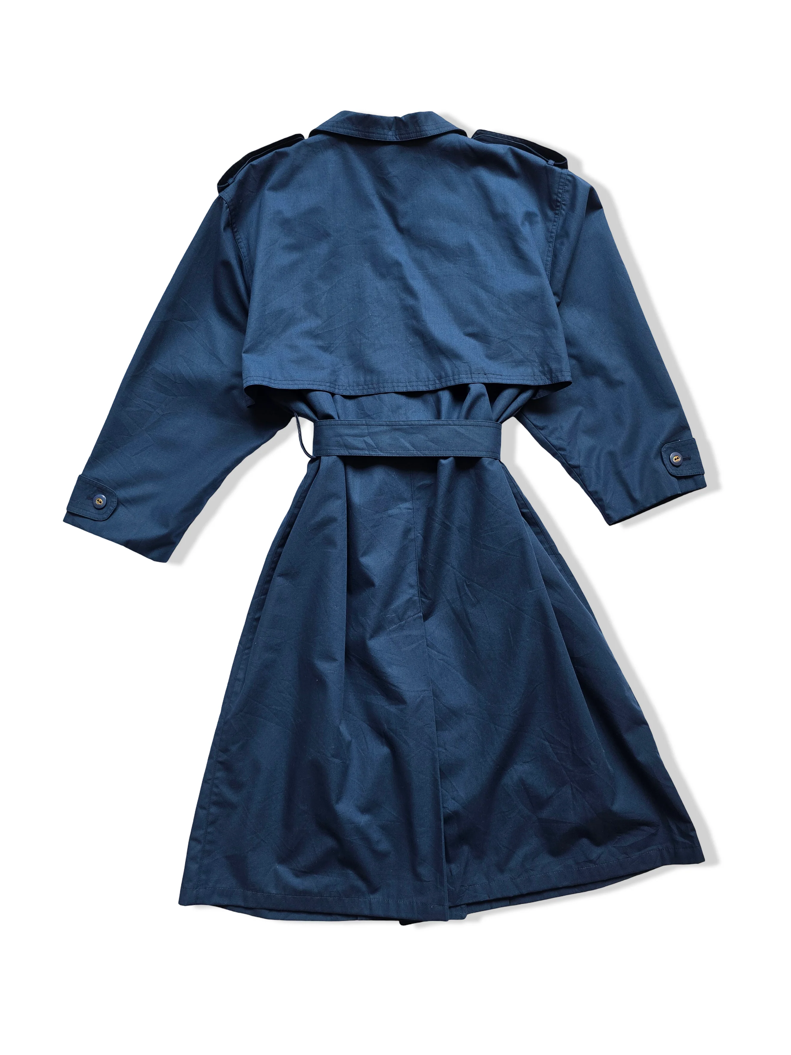 Vintage Dark Blue Trench Coat With Belt - L - Image 2