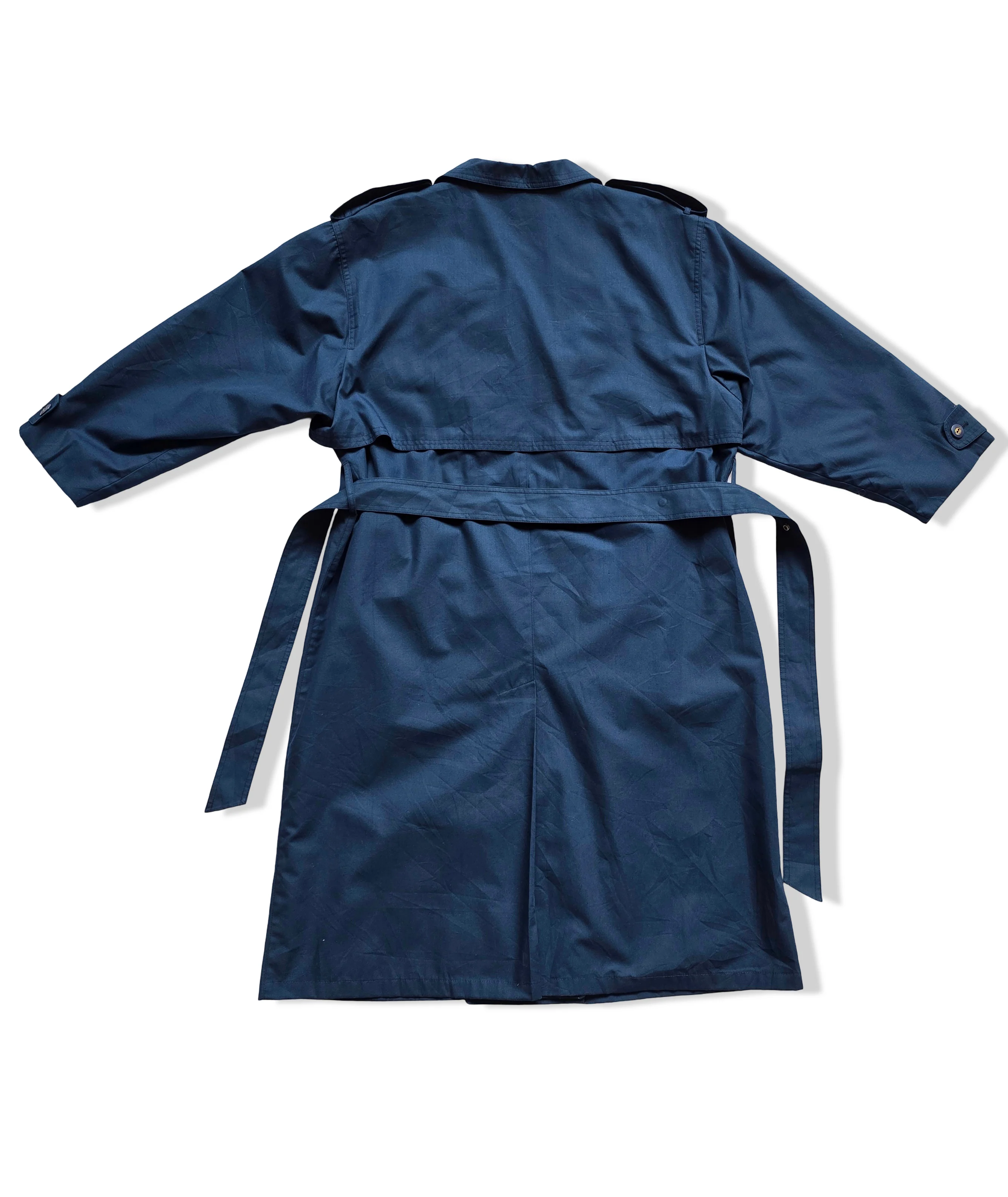 Vintage Dark Blue Trench Coat With Belt - L - Image 4