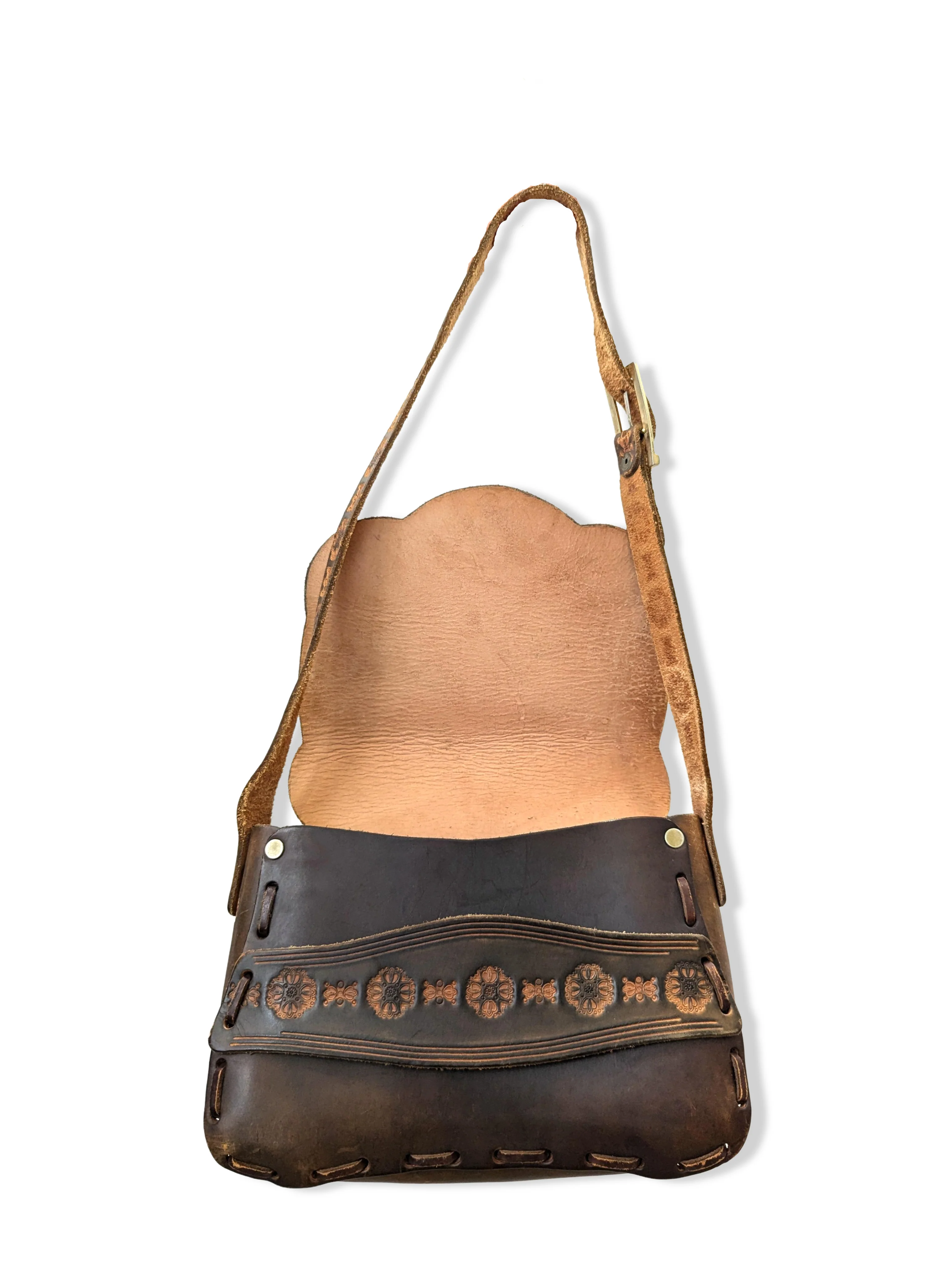 Vintage Dark Brown Leather Handbag - Image 3