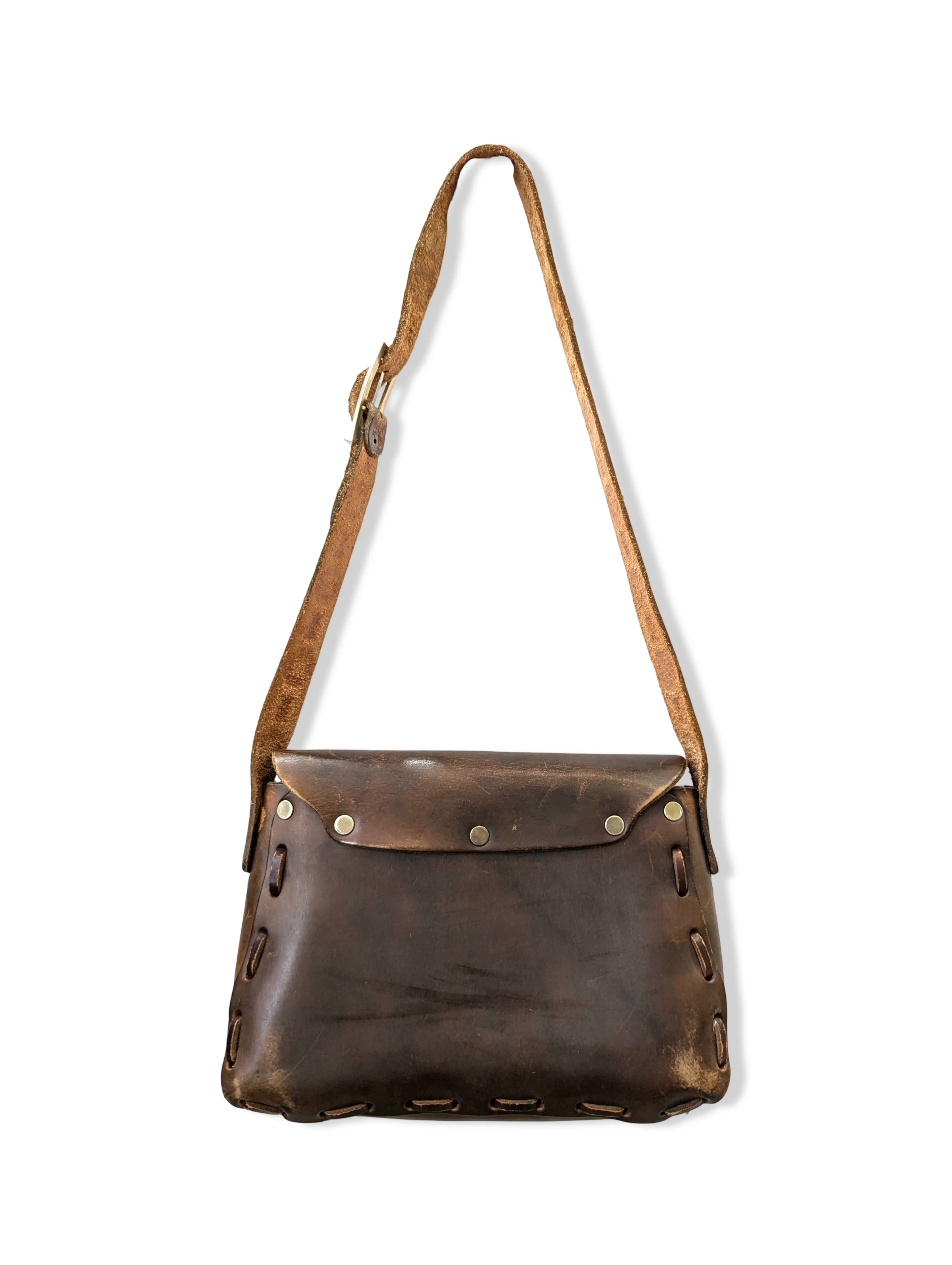 Vintage Dark Brown Leather Handbag - Image 4