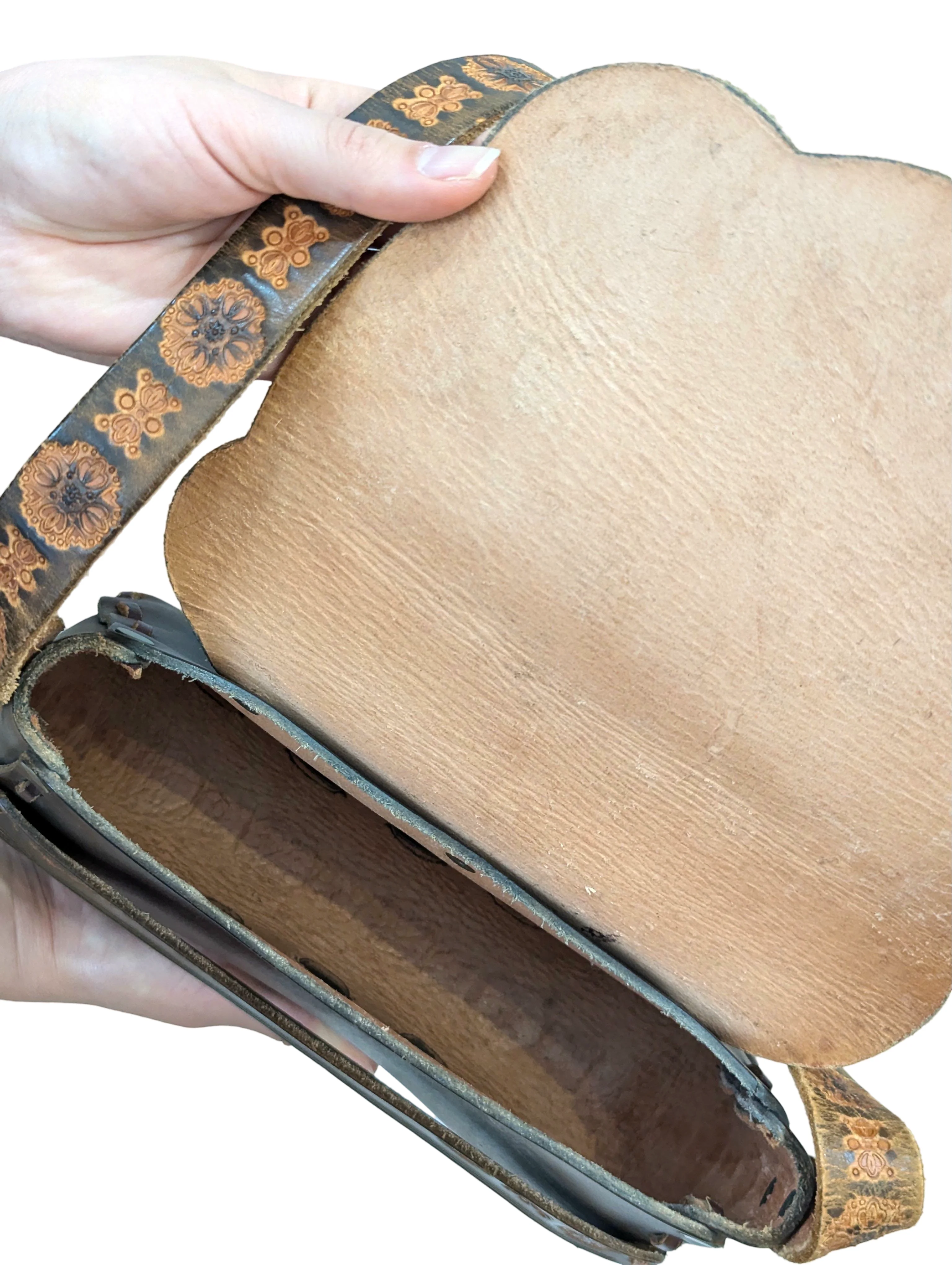 Vintage Dark Brown Leather Handbag - Image 5