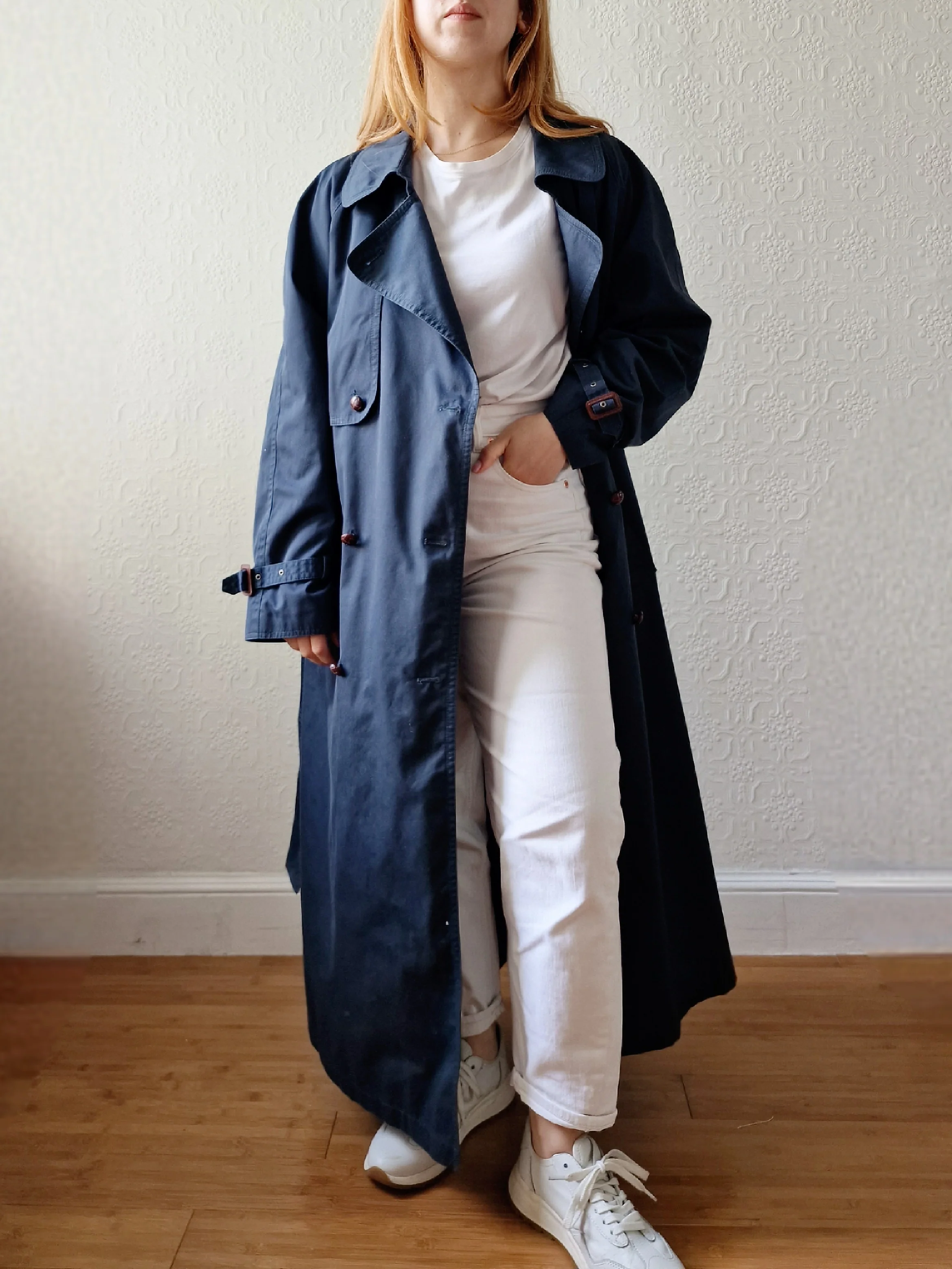 Vintage Dark Green Double Breasted Trench Coat with Removable Lining - L