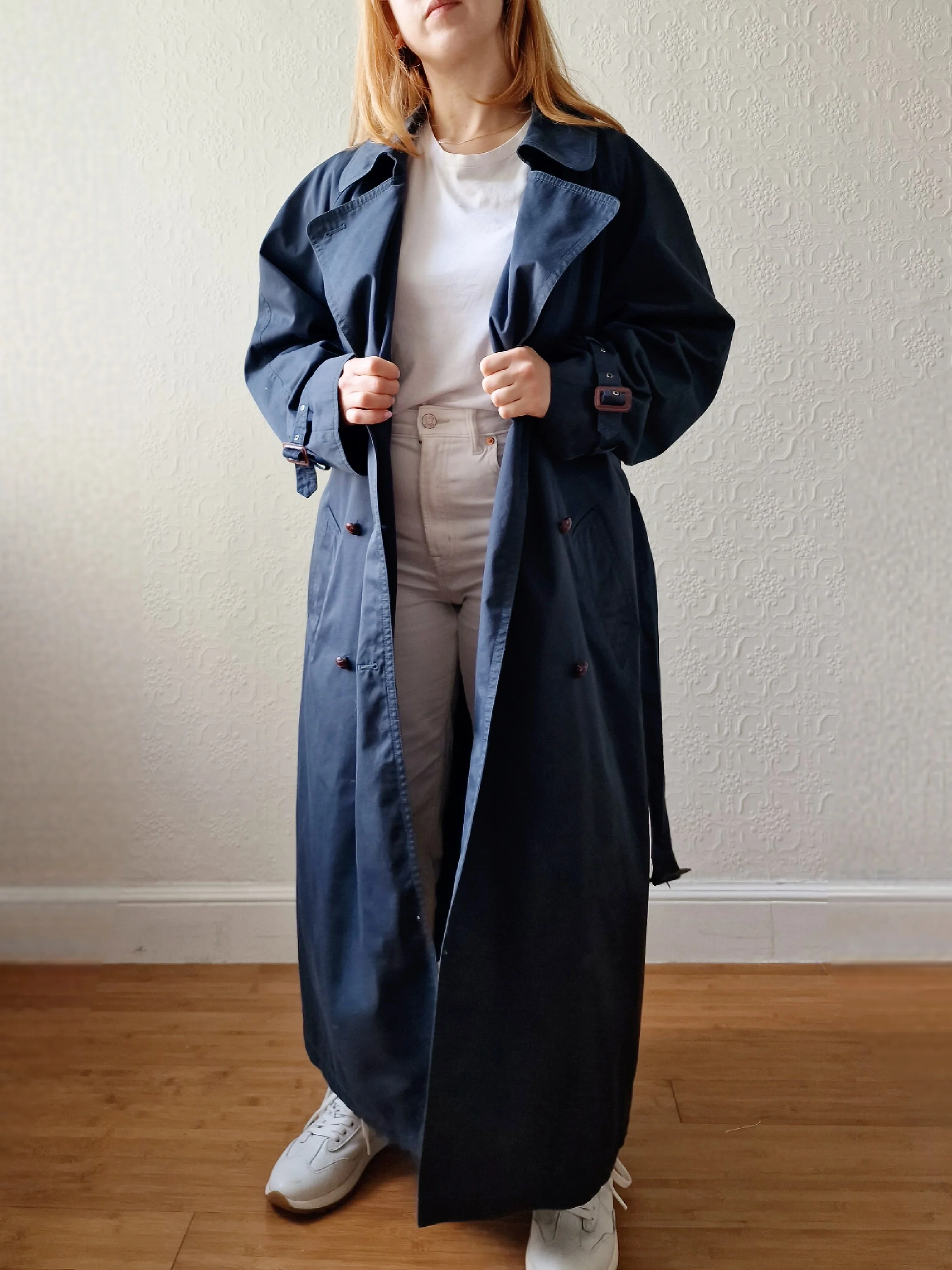 Vintage Dark Green Double Breasted Trench Coat with Removable Lining - L - Image 2