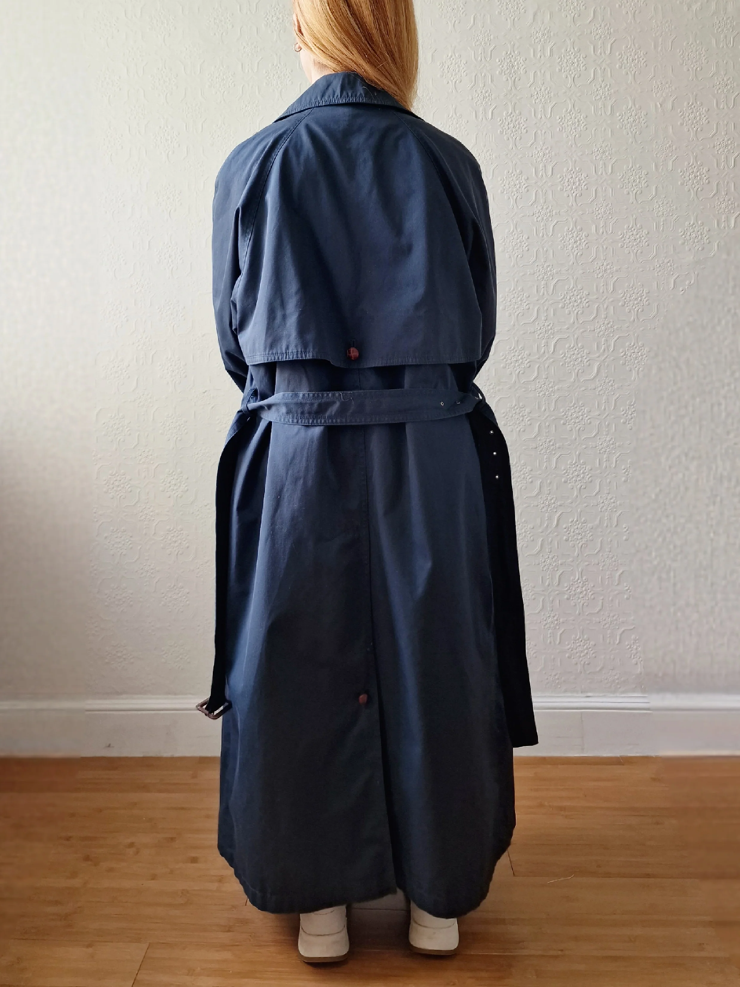 Vintage Dark Green Double Breasted Trench Coat with Removable Lining - L - Image 4