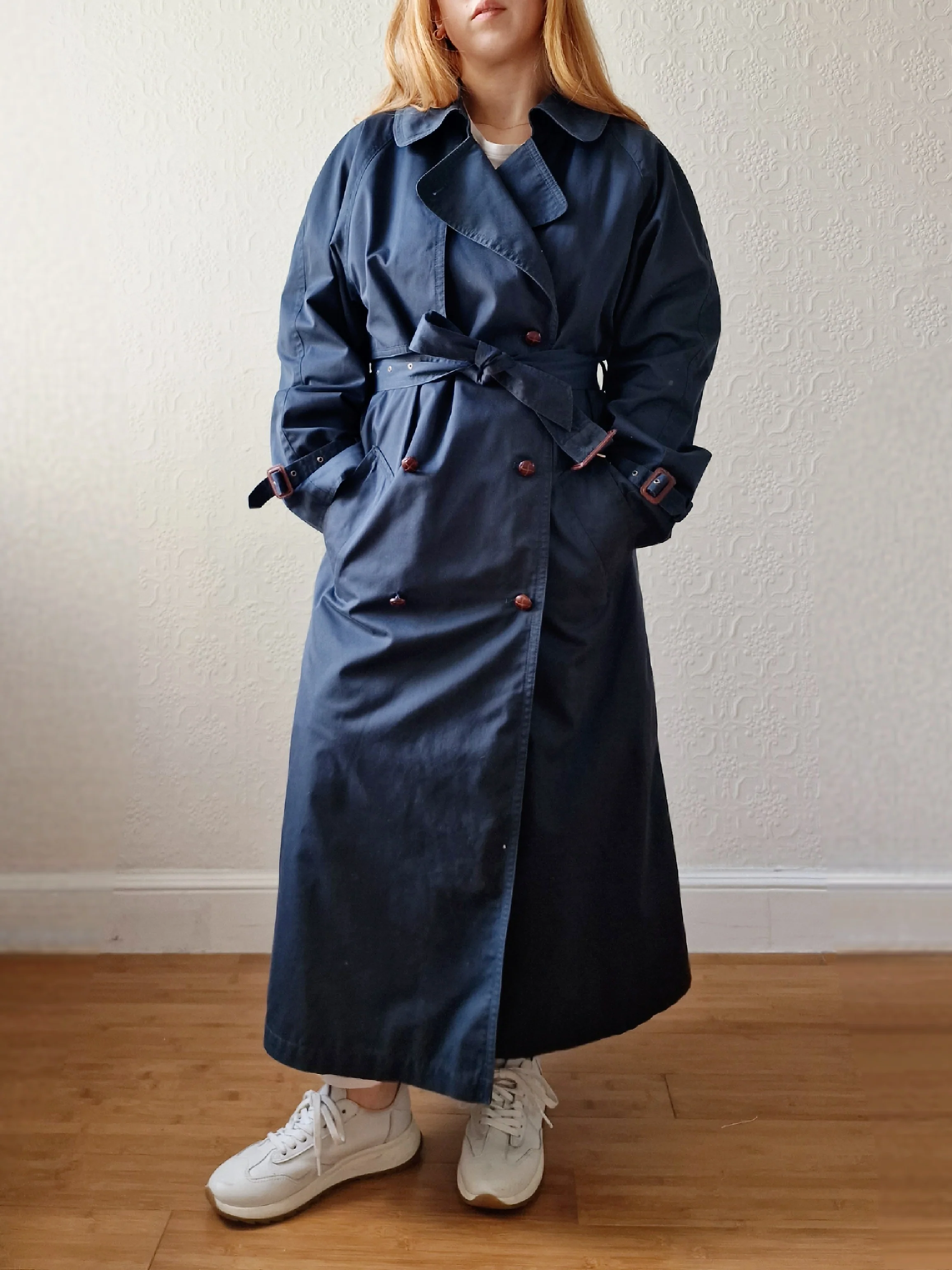Vintage Dark Green Double Breasted Trench Coat with Removable Lining - L - Image 7