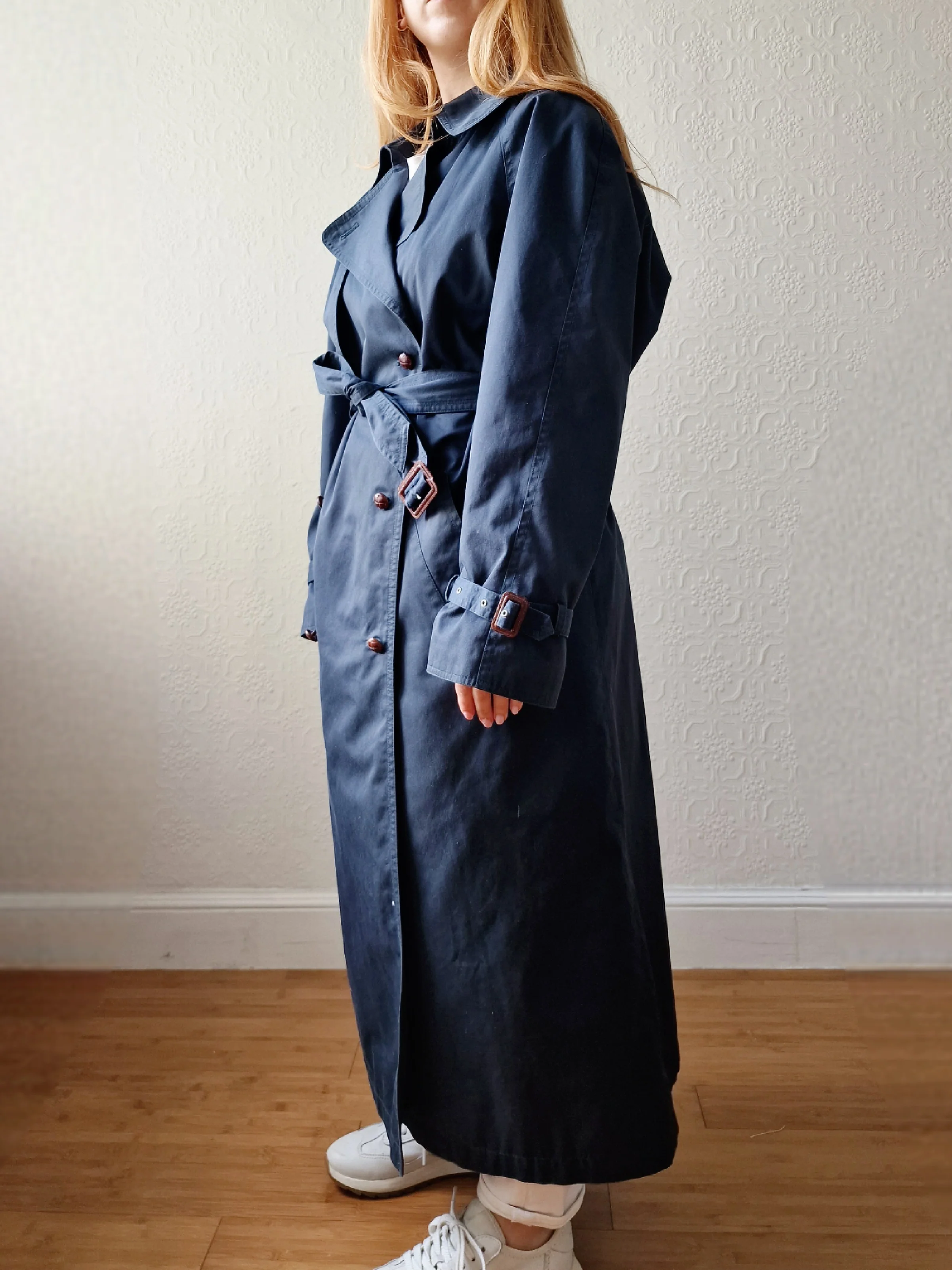 Vintage Dark Green Double Breasted Trench Coat with Removable Lining - L - Image 9