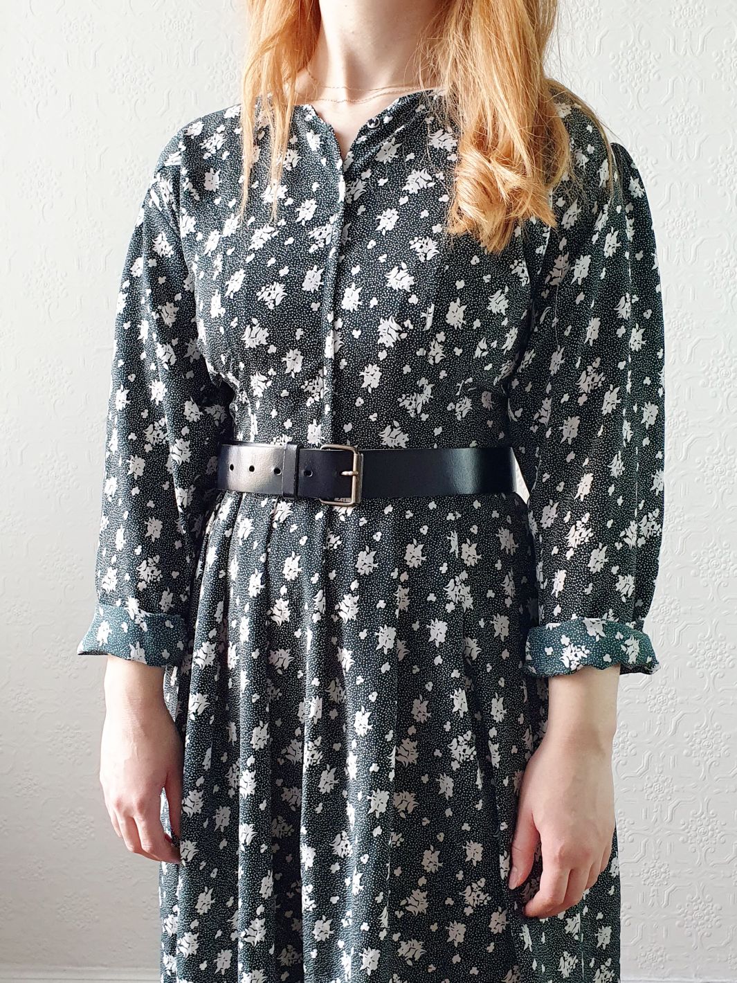 Vintage Dark Green Floral Dress - L/XL - Image 5