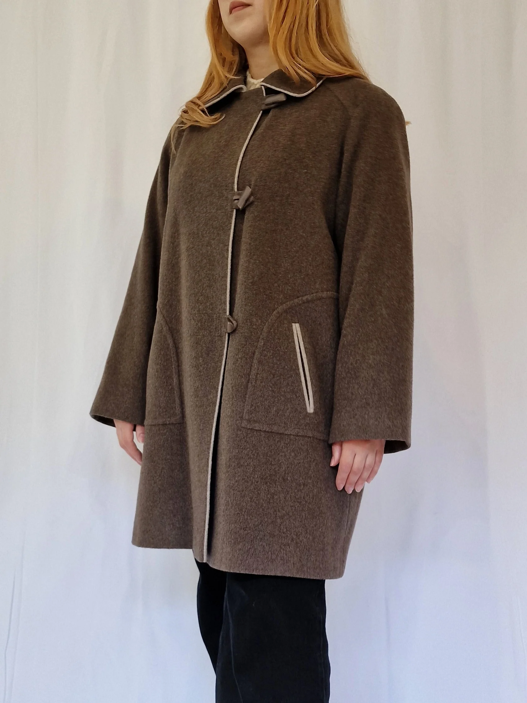 Vintage Dark Grey Wool & Cashmere Single Breasted Coat - M - Image 2
