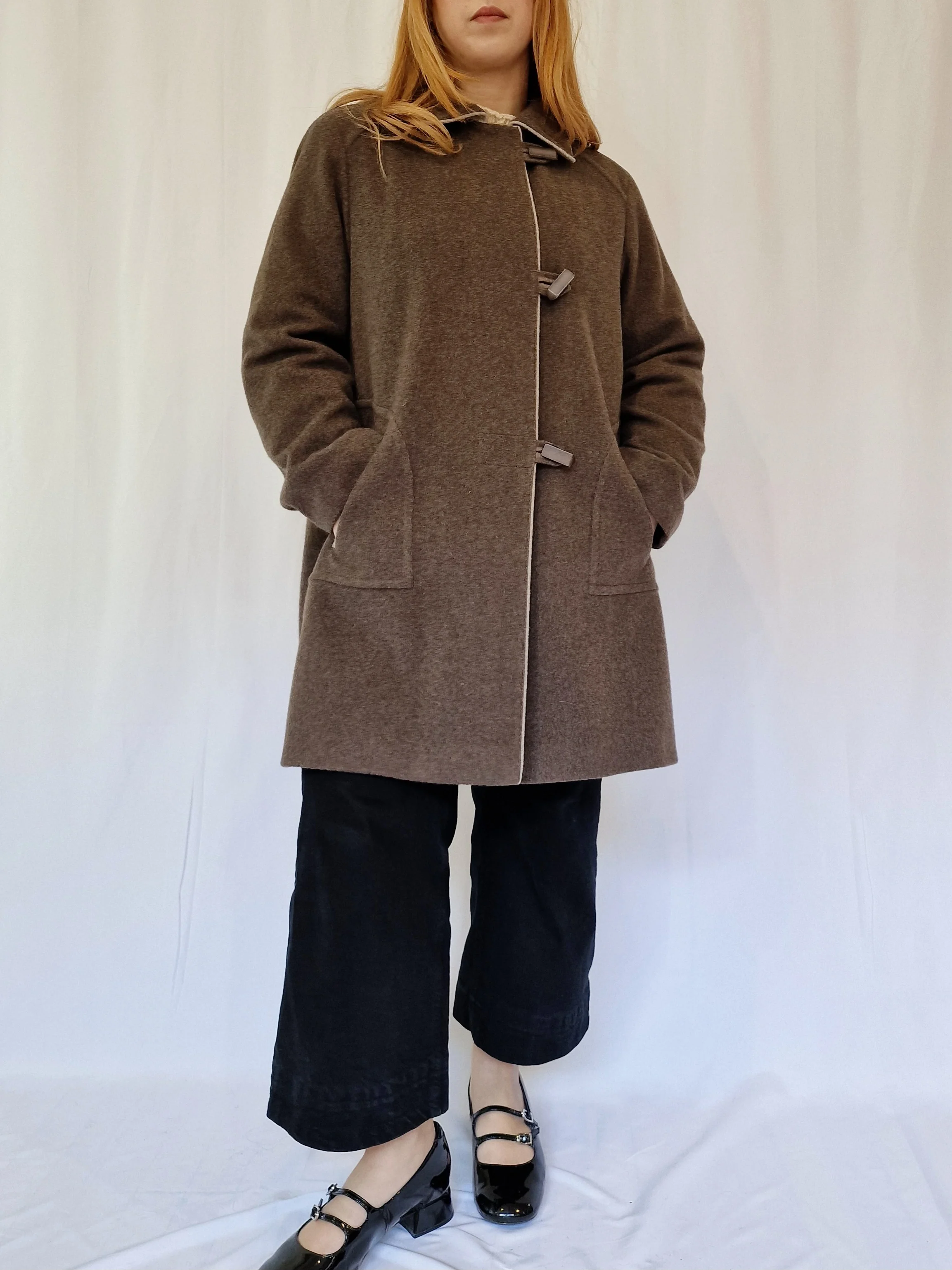 Vintage Dark Grey Wool & Cashmere Single Breasted Coat - M - Image 3
