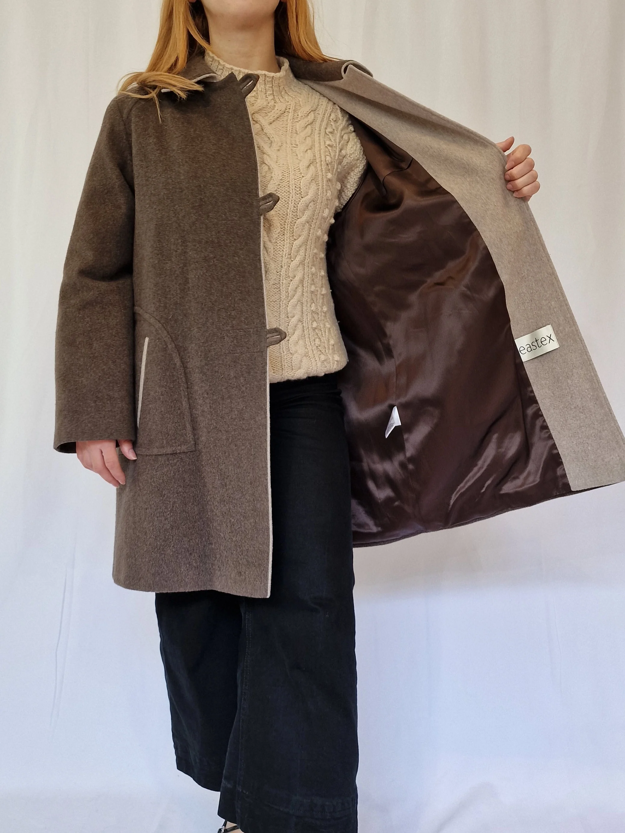 Vintage Dark Grey Wool & Cashmere Single Breasted Coat - M - Image 4