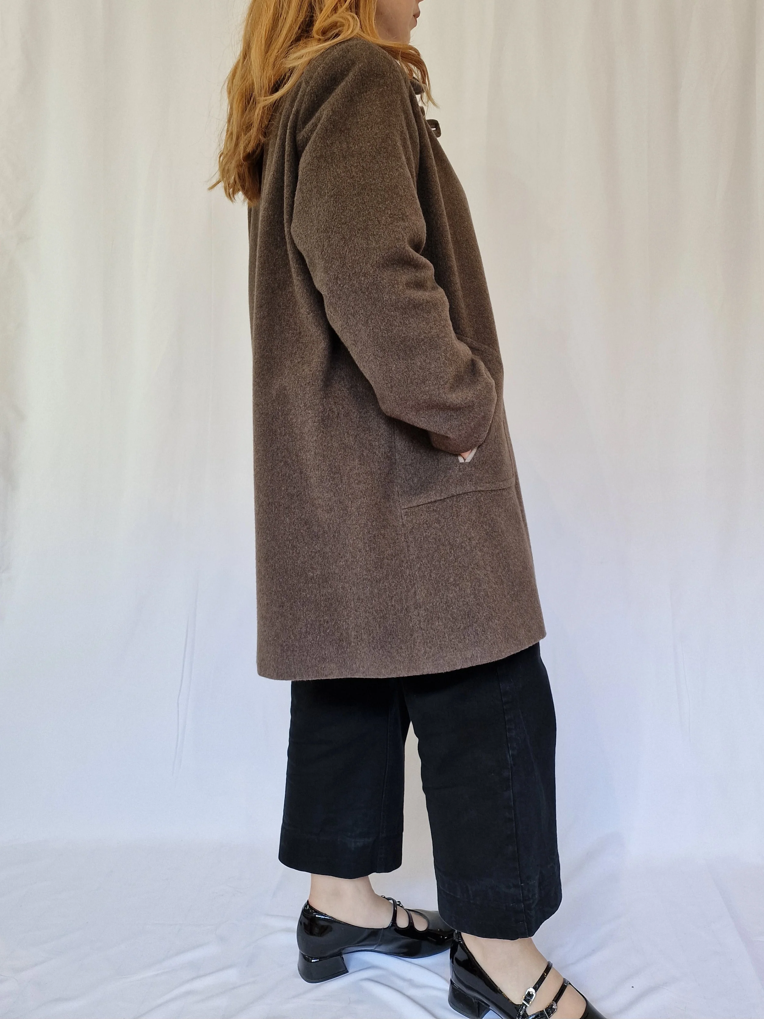 Vintage Dark Grey Wool & Cashmere Single Breasted Coat - M - Image 5