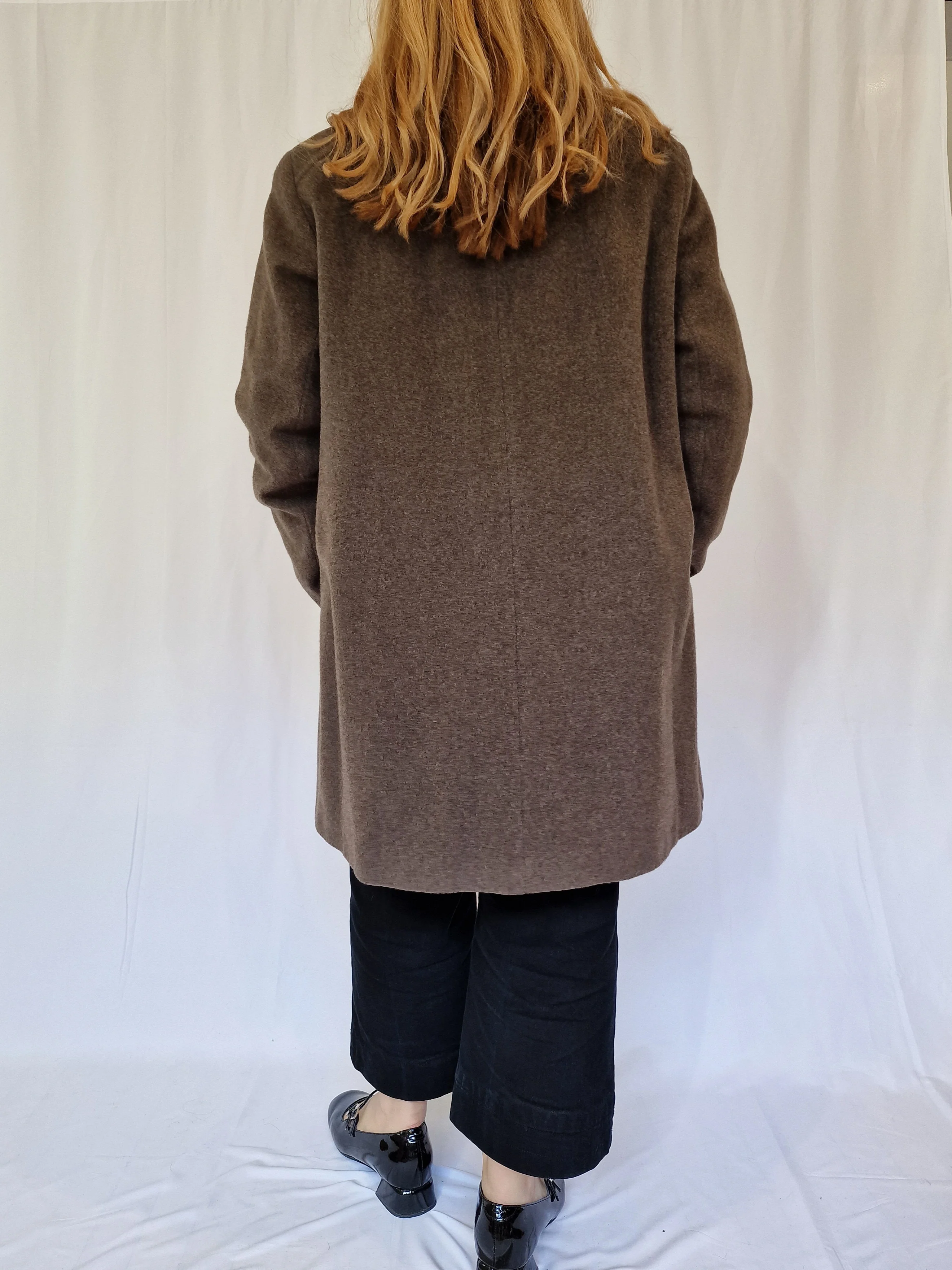 Vintage Dark Grey Wool & Cashmere Single Breasted Coat - M - Image 6