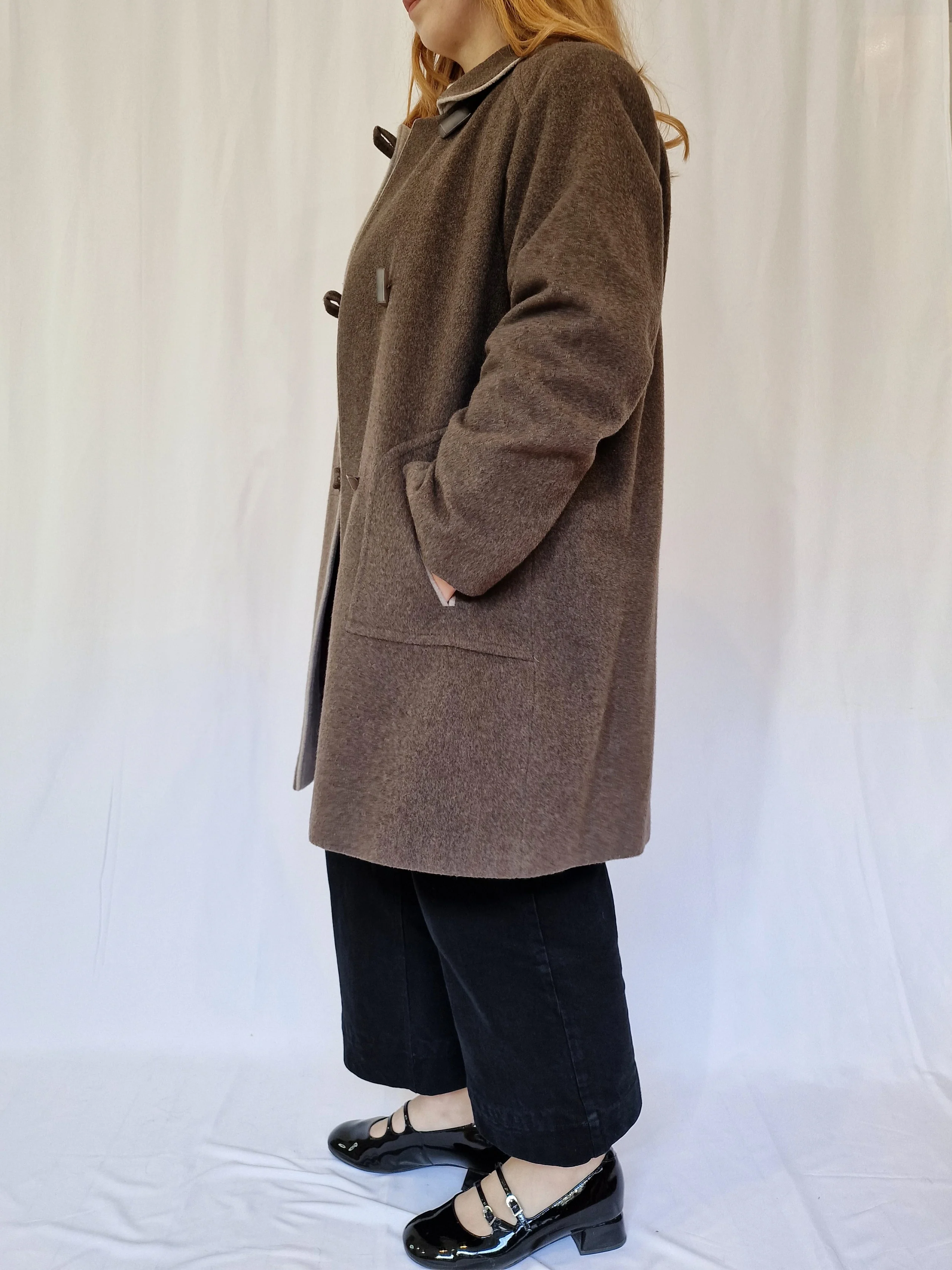 Vintage Dark Grey Wool & Cashmere Single Breasted Coat - M - Image 7