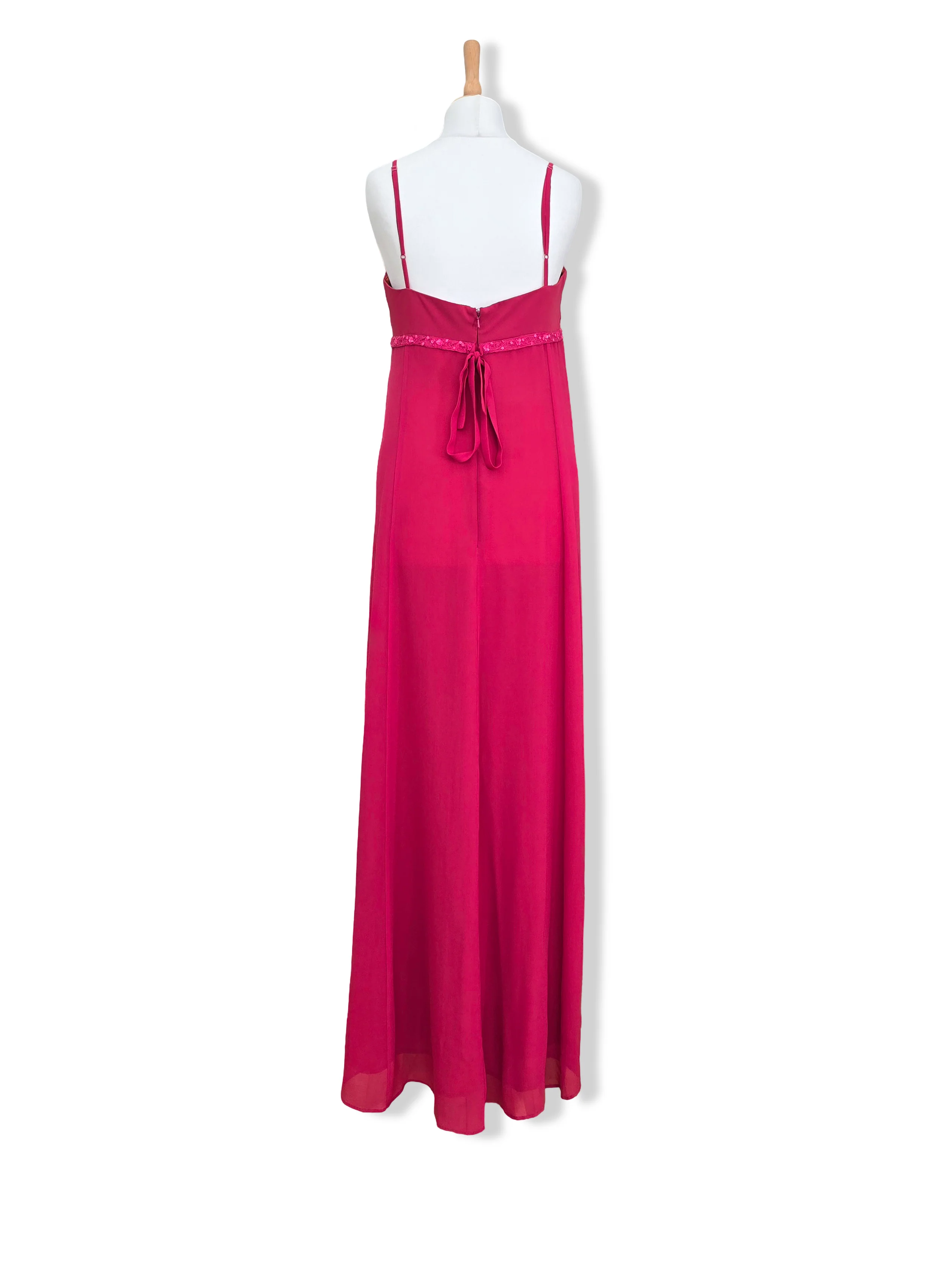 Vintage Dark Pink Monsoon Silk Formal Dress - M - Image 2