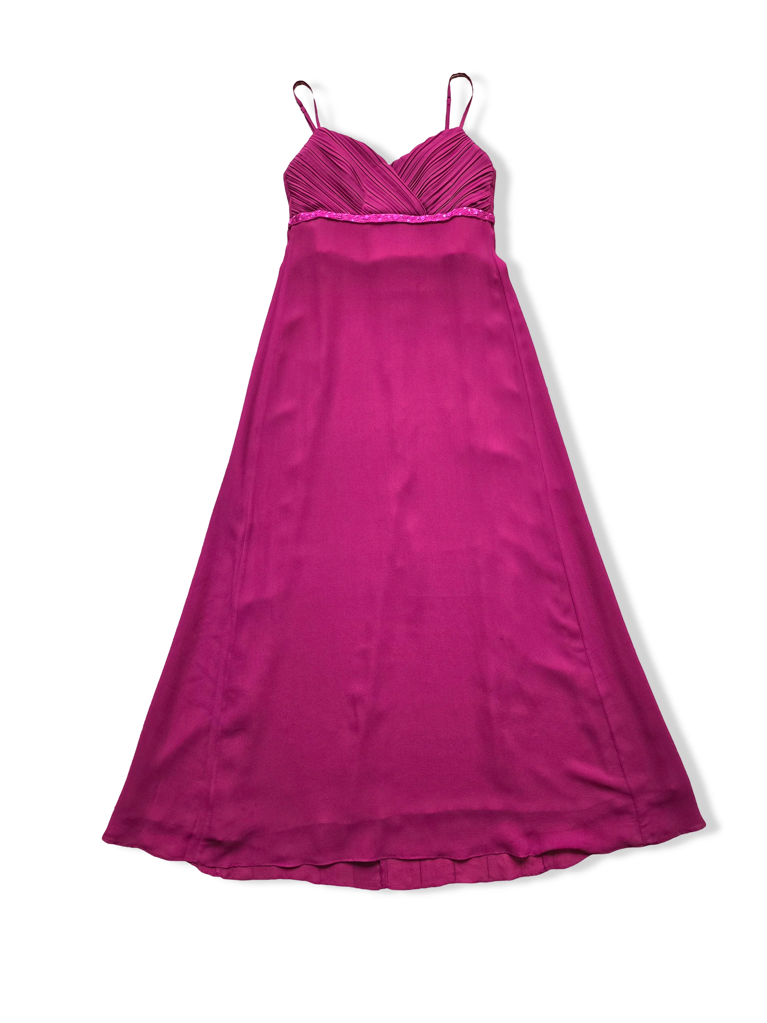 Vintage Dark Pink Monsoon Silk Formal Dress - M - Image 3