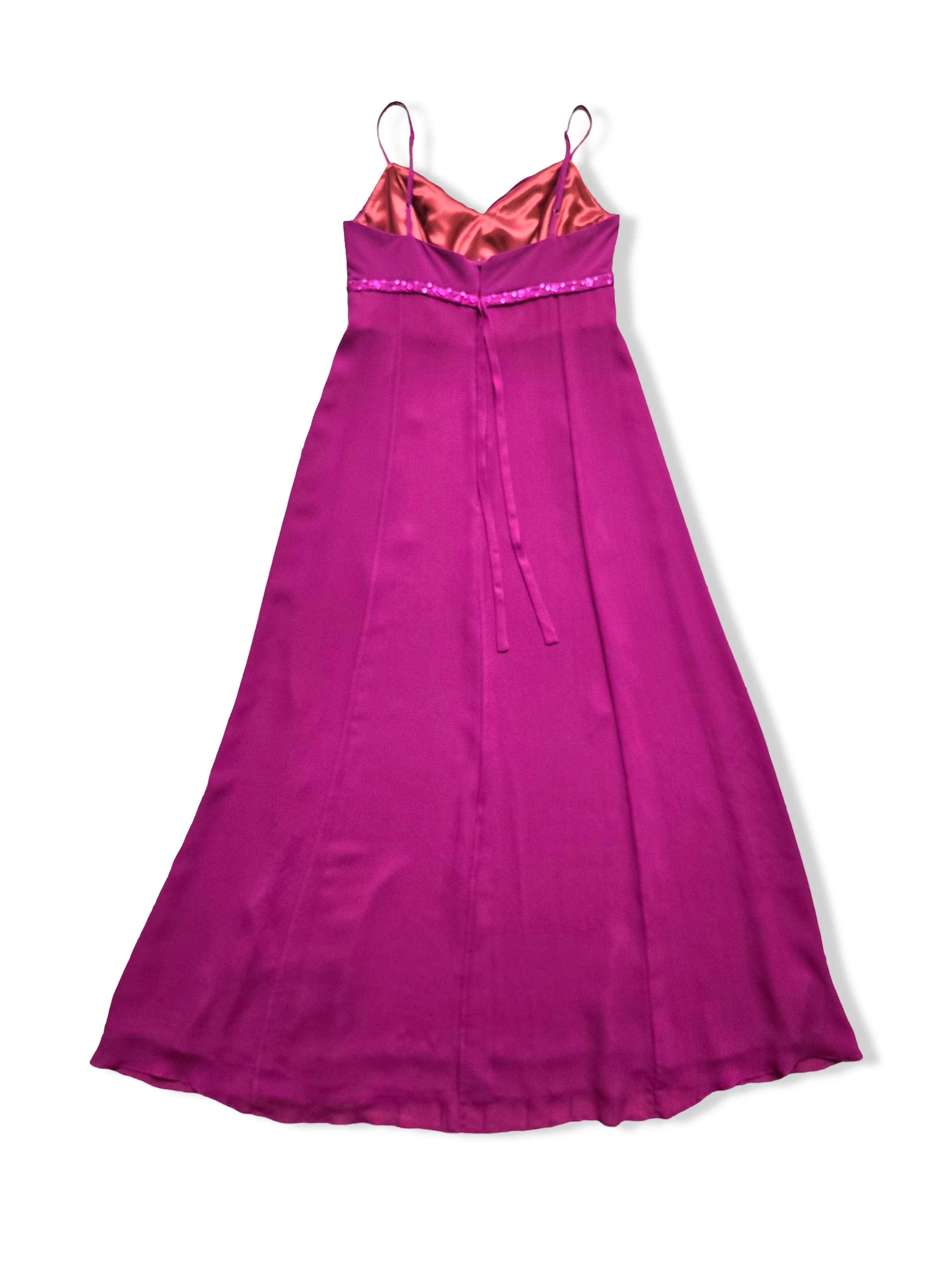 Vintage Dark Pink Monsoon Silk Formal Dress - M - Image 4