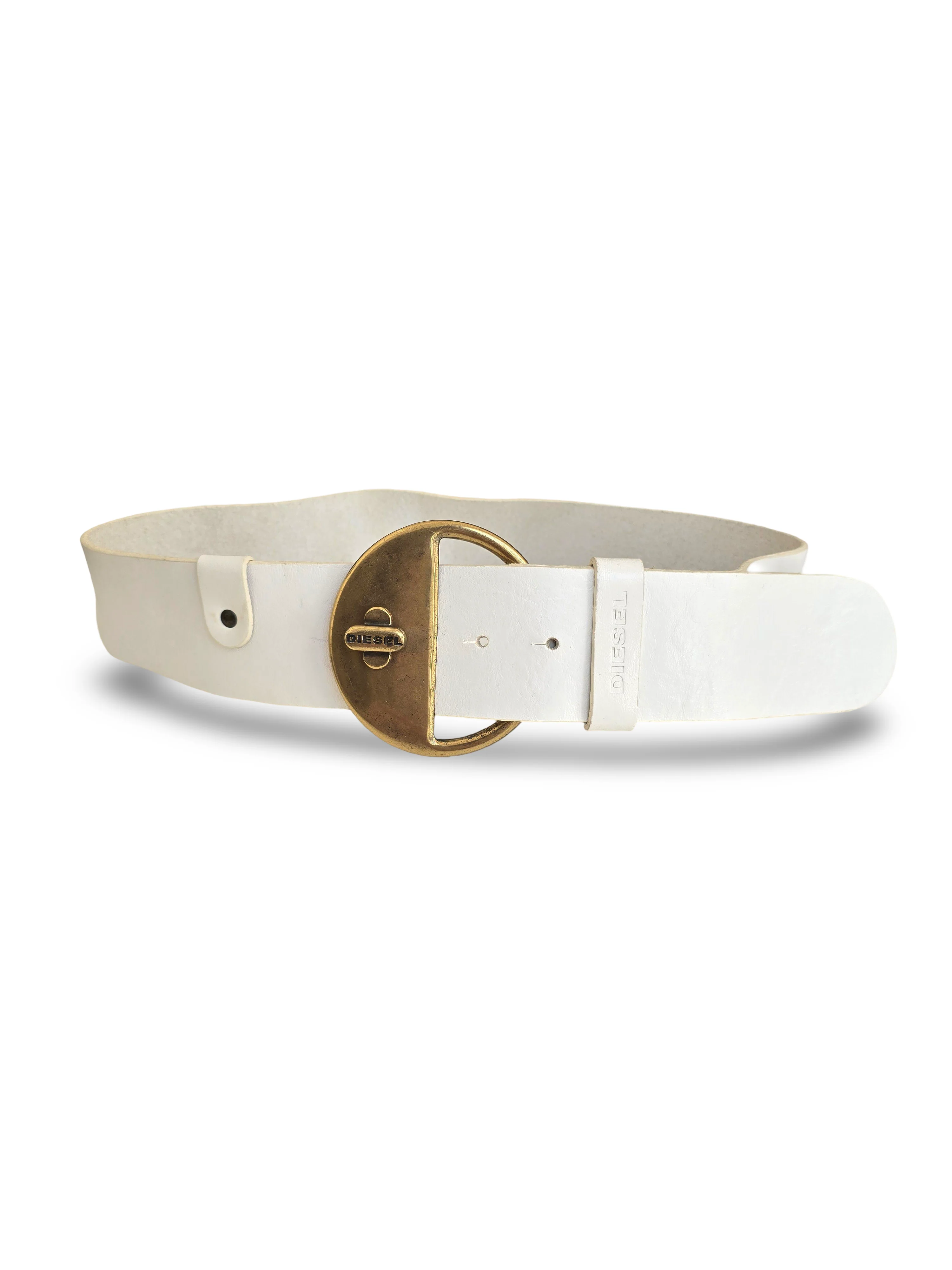 Vintage Diesel White Leather Statement Belt - W27-31 - Image 2