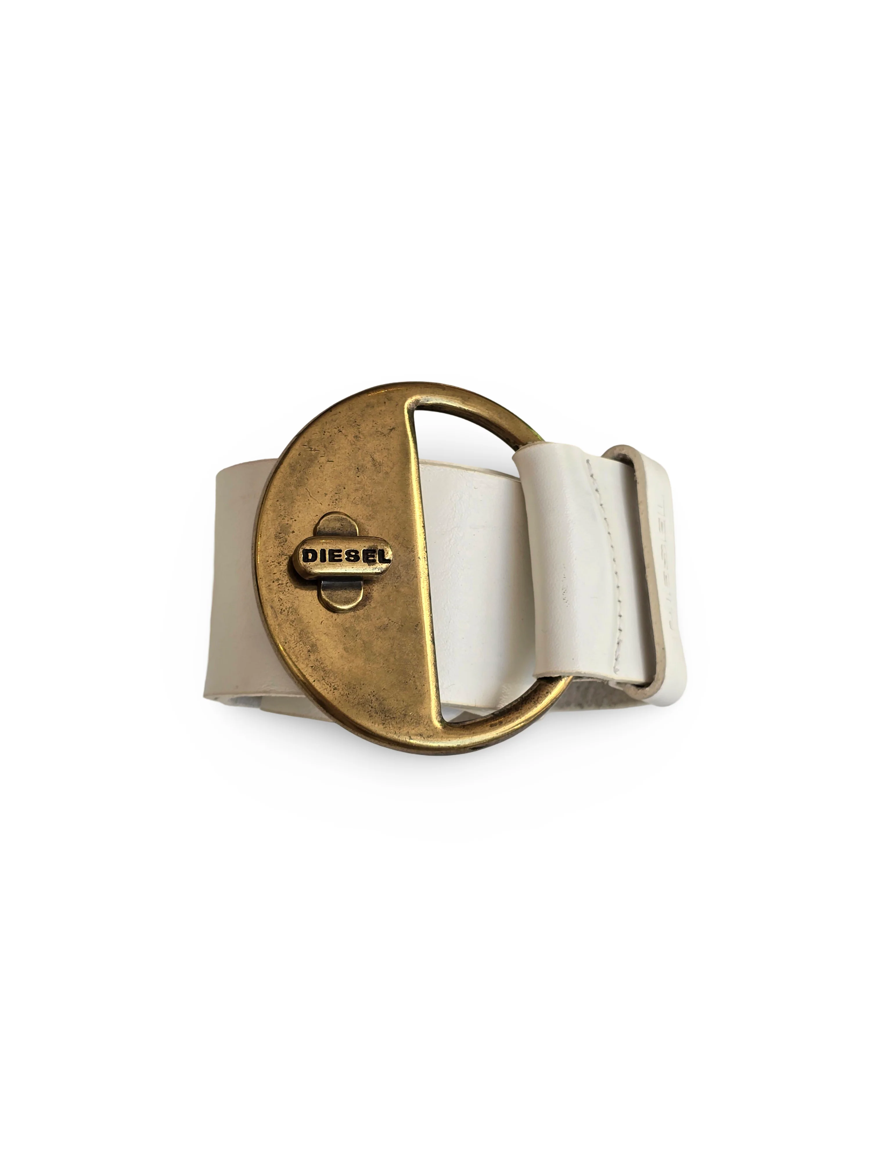 Vintage Diesel White Leather Statement Belt - W27-31 - Image 3