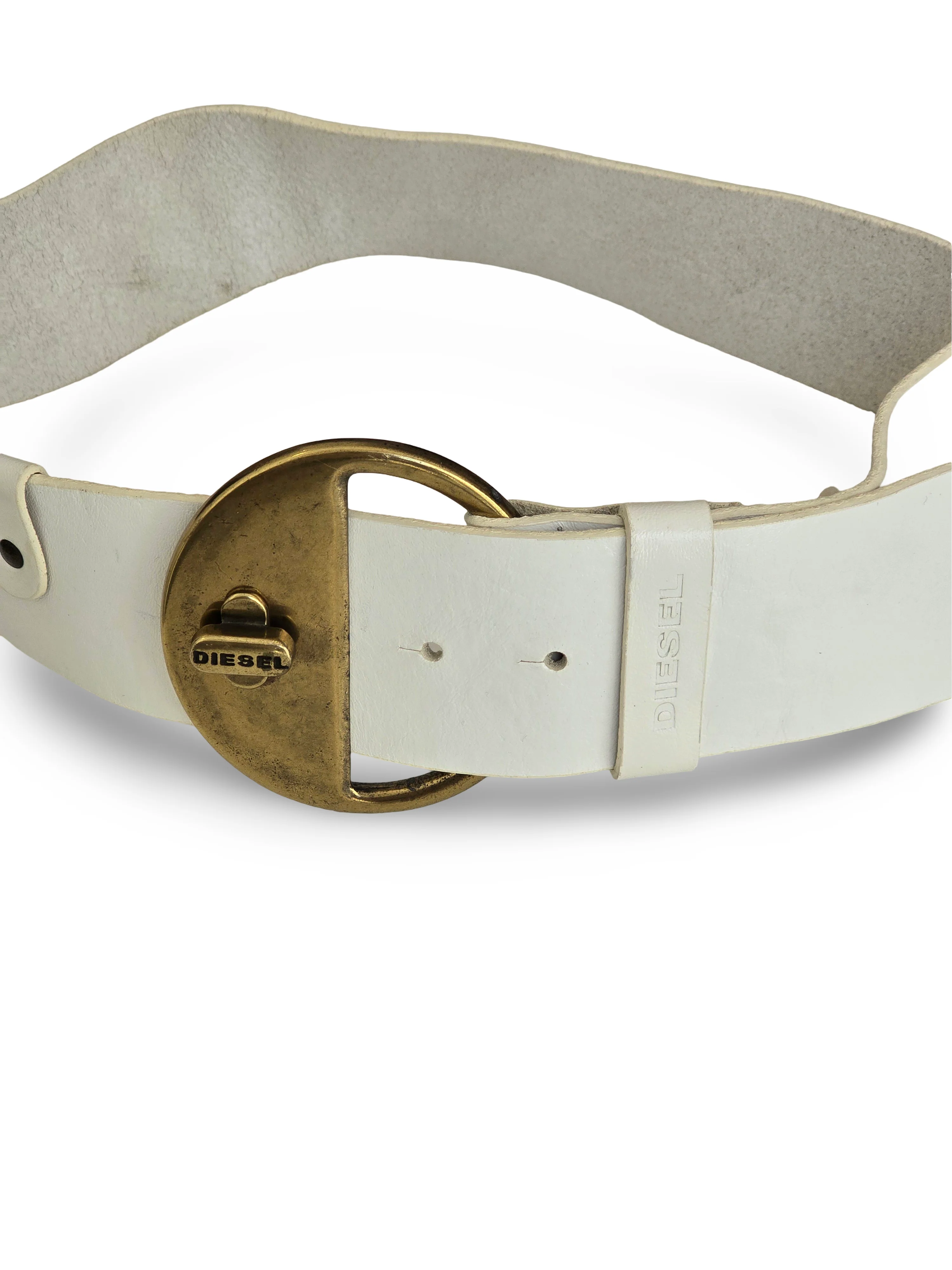 Vintage Diesel White Leather Statement Belt - W27-31 - Image 8