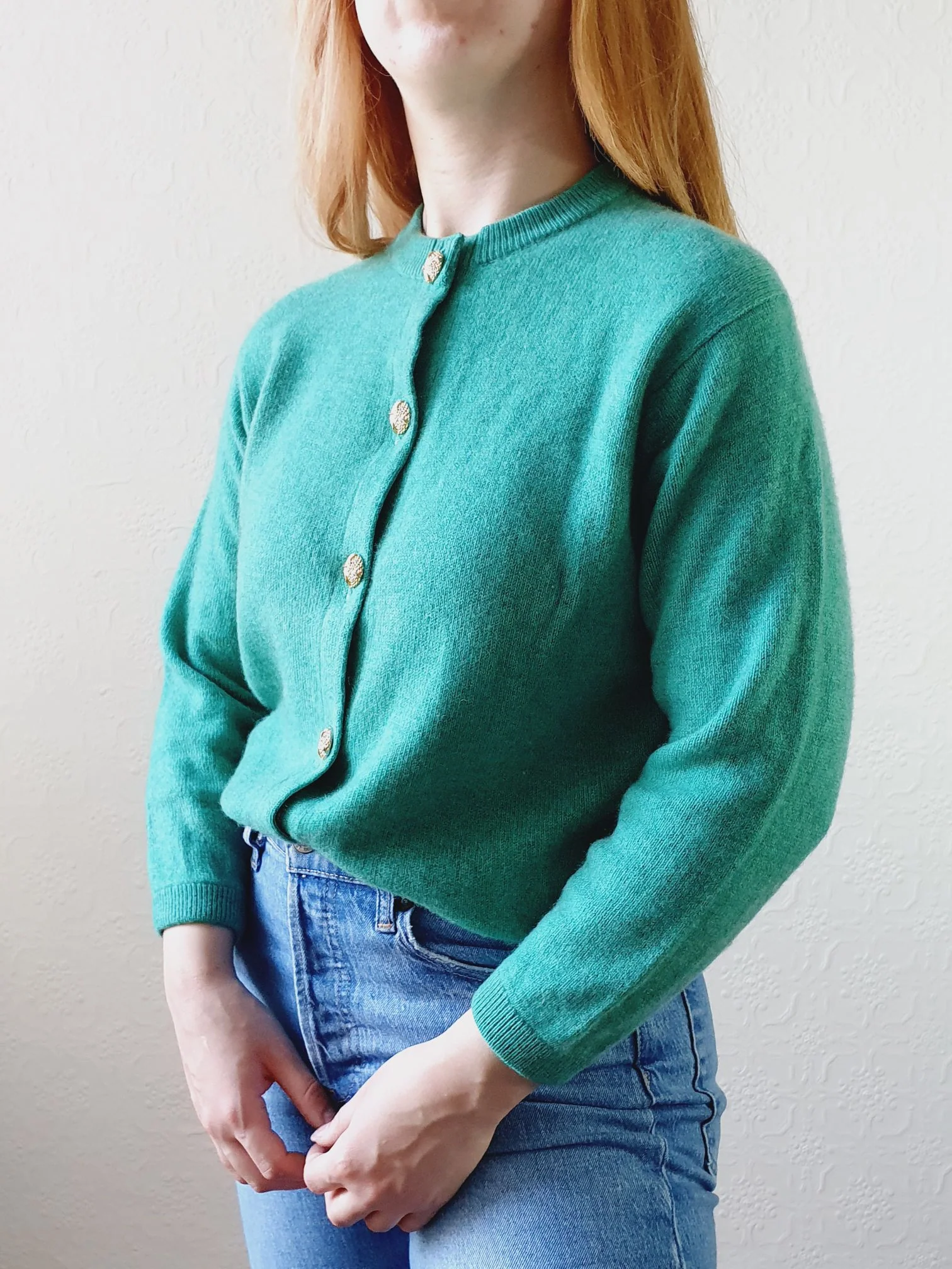 Vintage Emerald Cashmere Cardigan - M