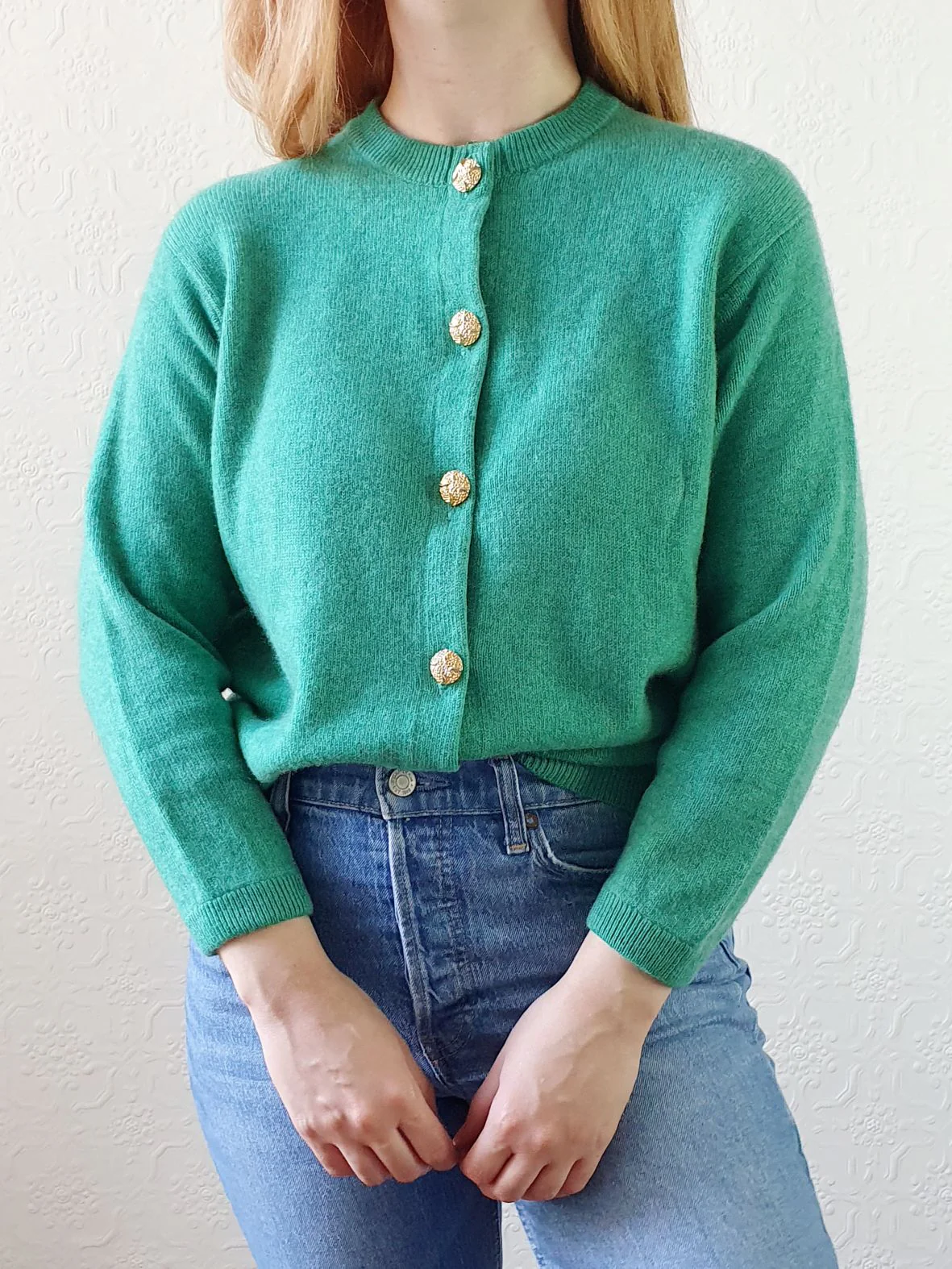 Vintage Emerald Cashmere Cardigan - M - Image 3