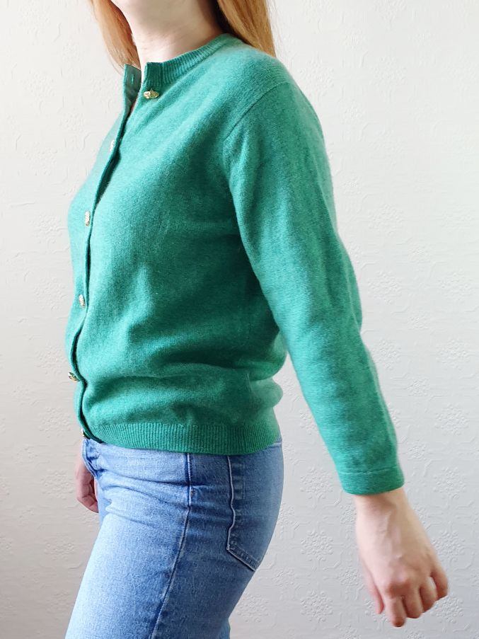 Vintage Emerald Cashmere Cardigan - M - Image 4