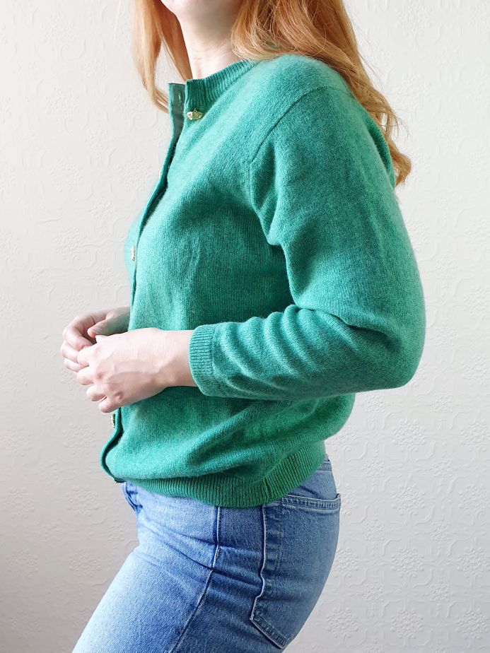 Vintage Emerald Cashmere Cardigan - M - Image 7