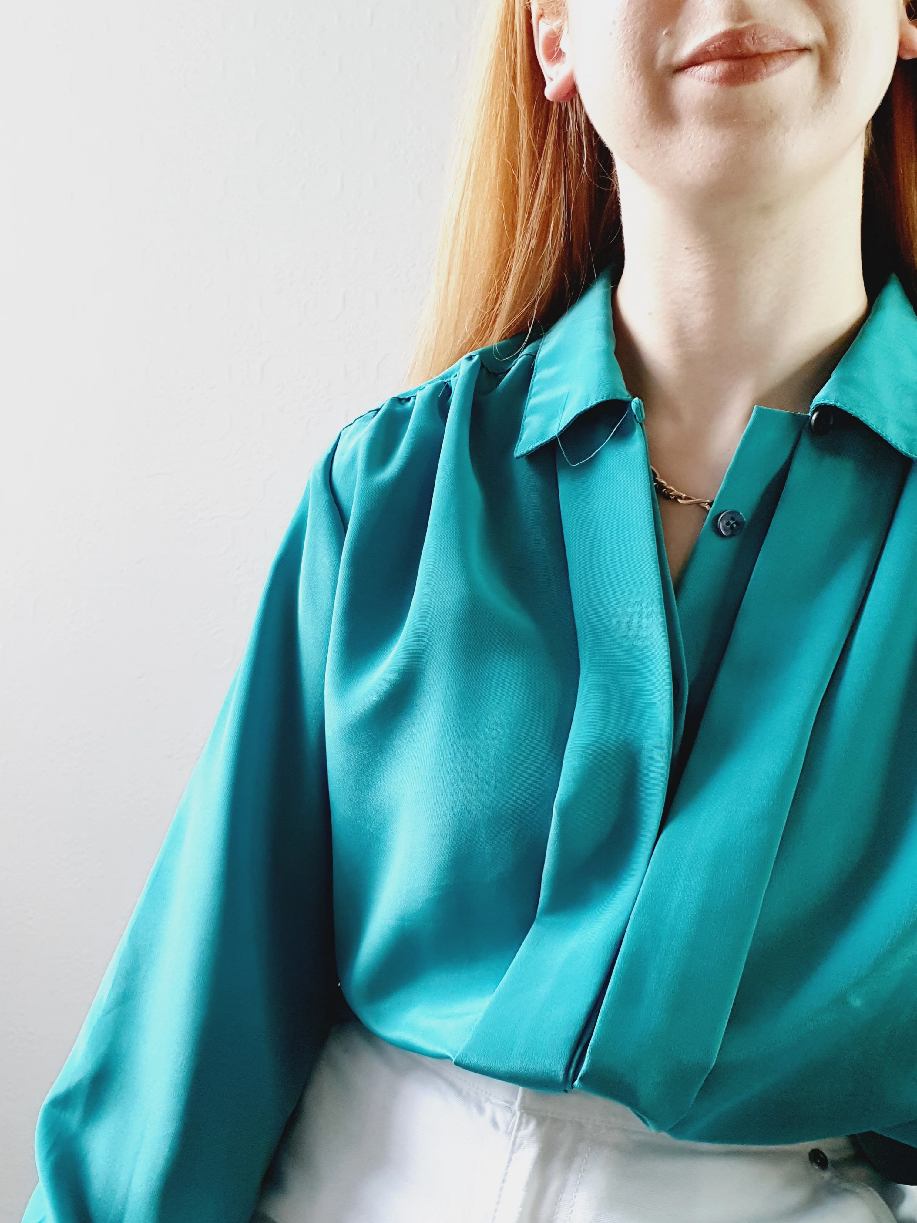 Vintage Emerald Green Blouse • S-M - Image 5