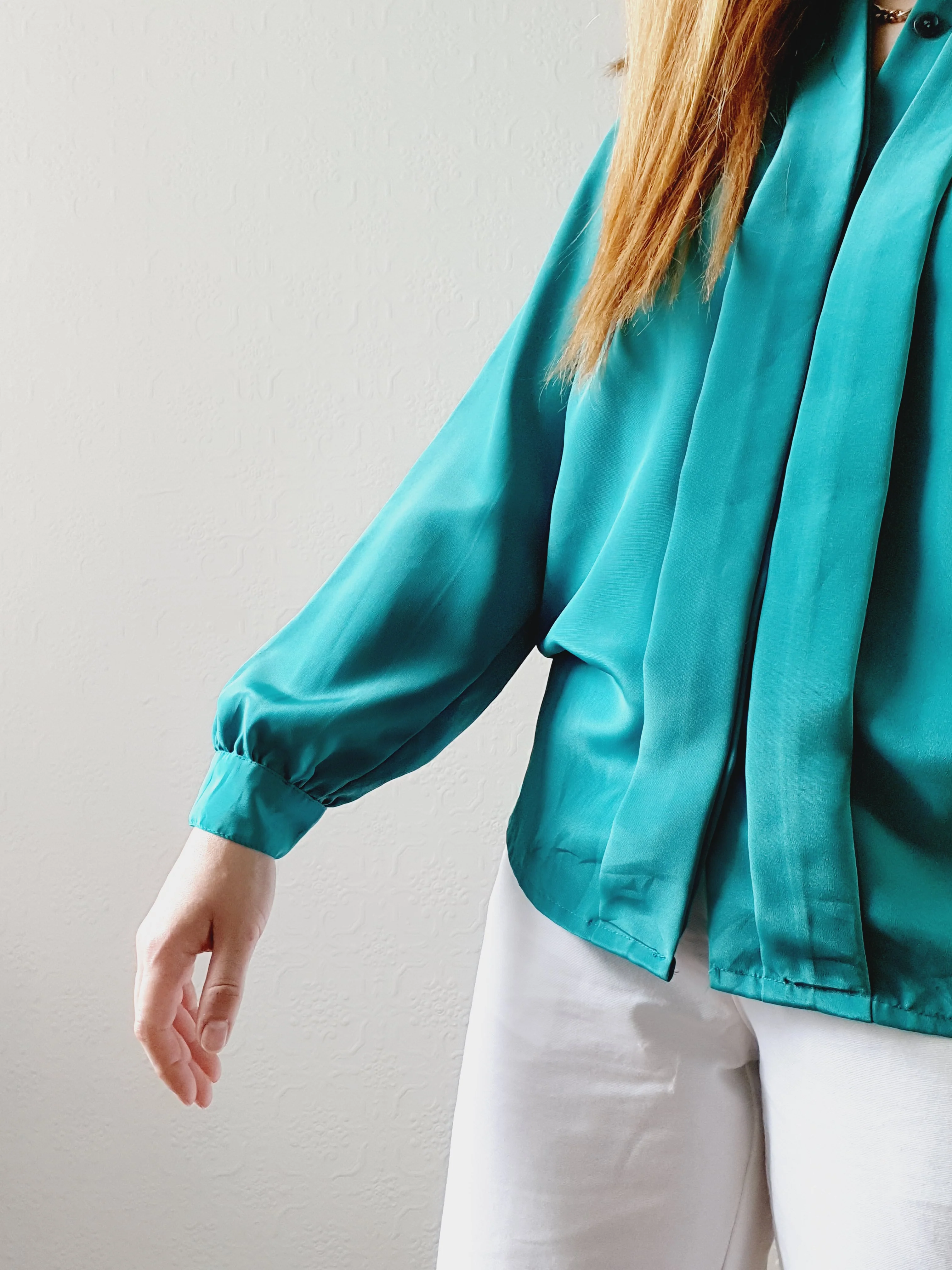 Vintage Emerald Green Blouse • S-M - Image 6