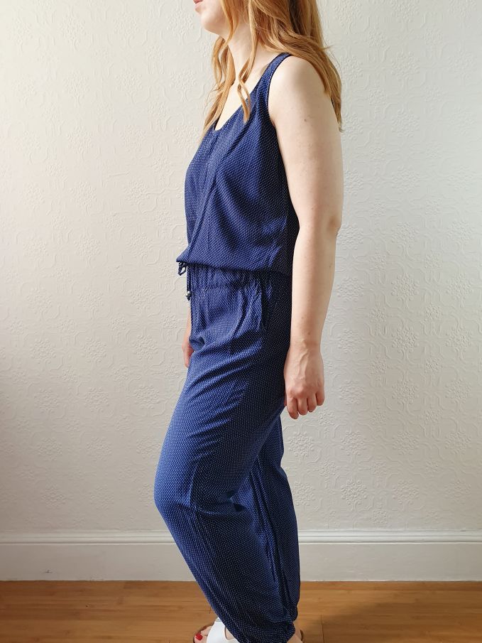 Vintage Esprit Navy Polka Dot Sleeveless Jumpsuit - M - Image 2