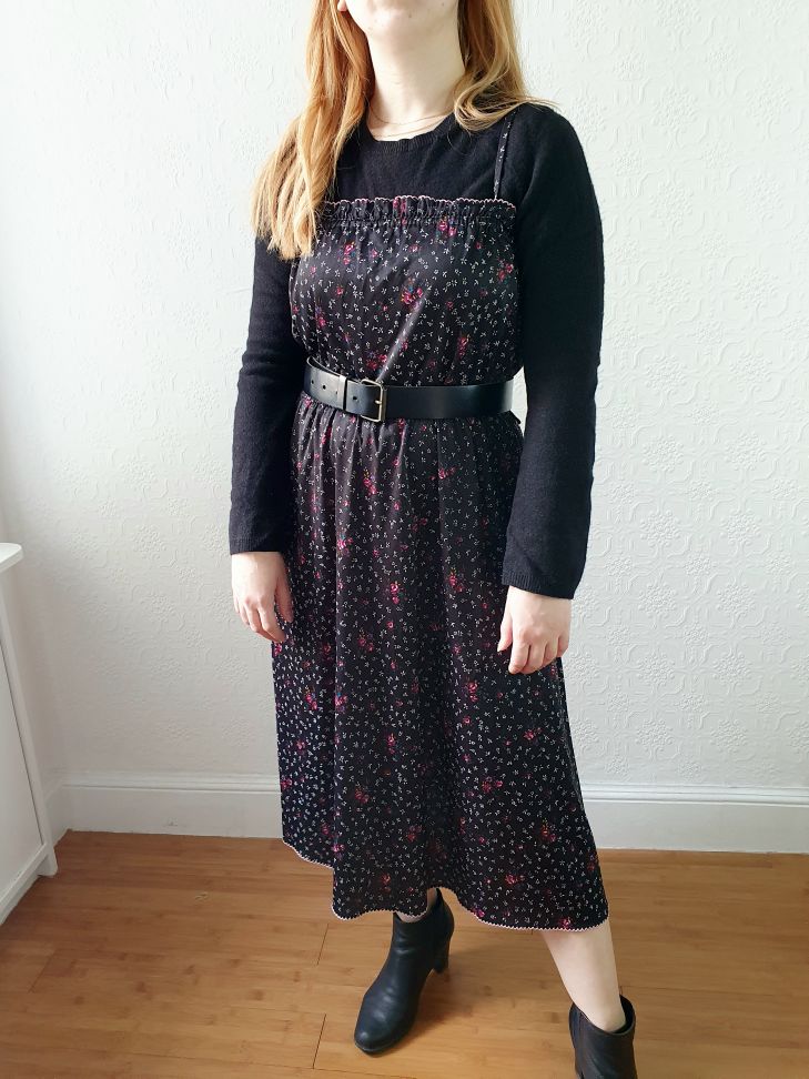 Vintage Floral Spaghetti Strap Dress - M/L