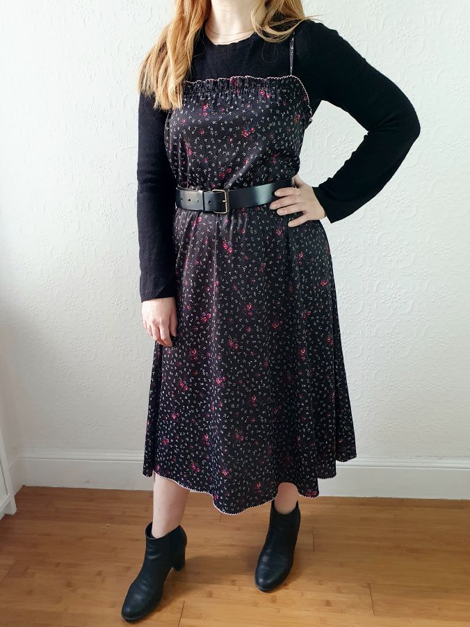 Vintage Floral Spaghetti Strap Dress - M/L - Image 4