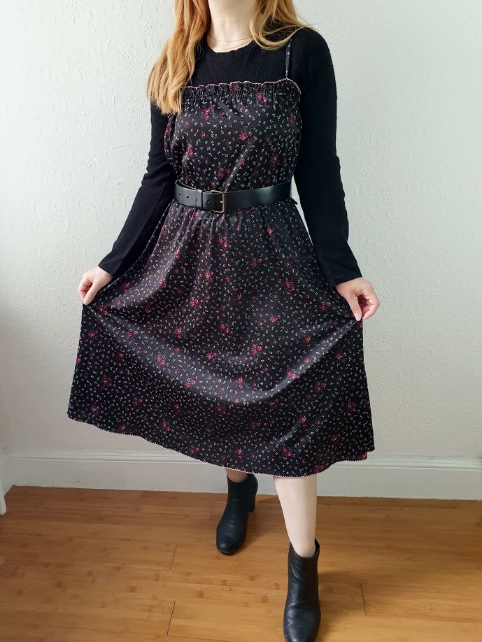 Vintage Floral Spaghetti Strap Dress - M/L - Image 5