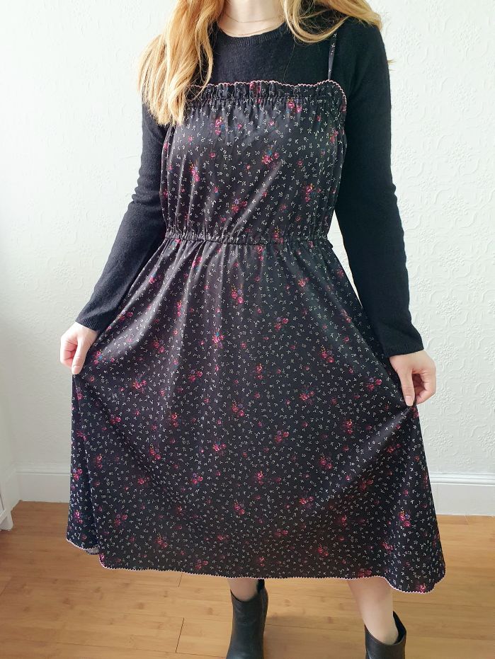 Vintage Floral Spaghetti Strap Dress - M/L - Image 6