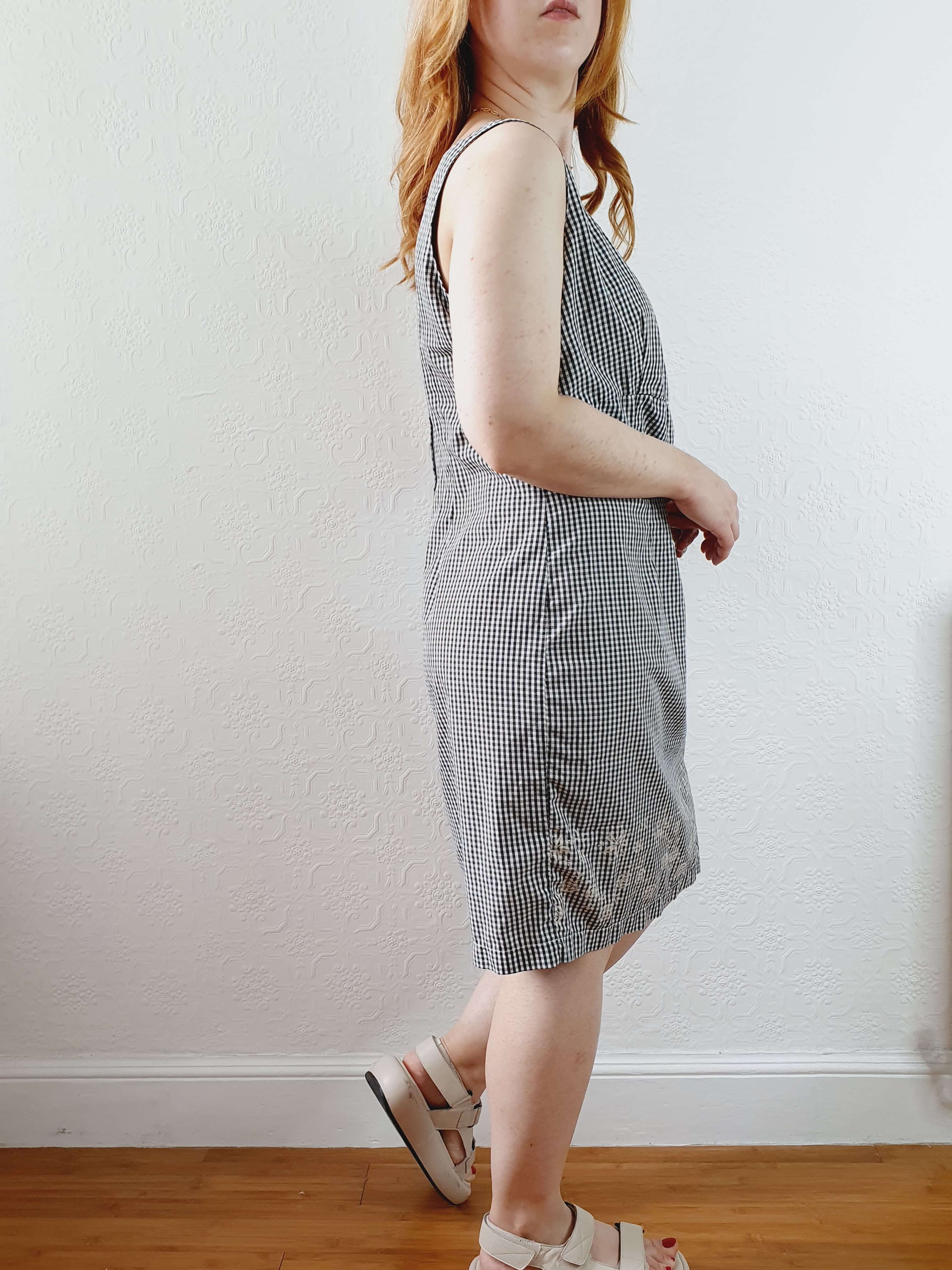 Vintage Gingham Sleeveless Dress with Square Neckline - M - Image 5
