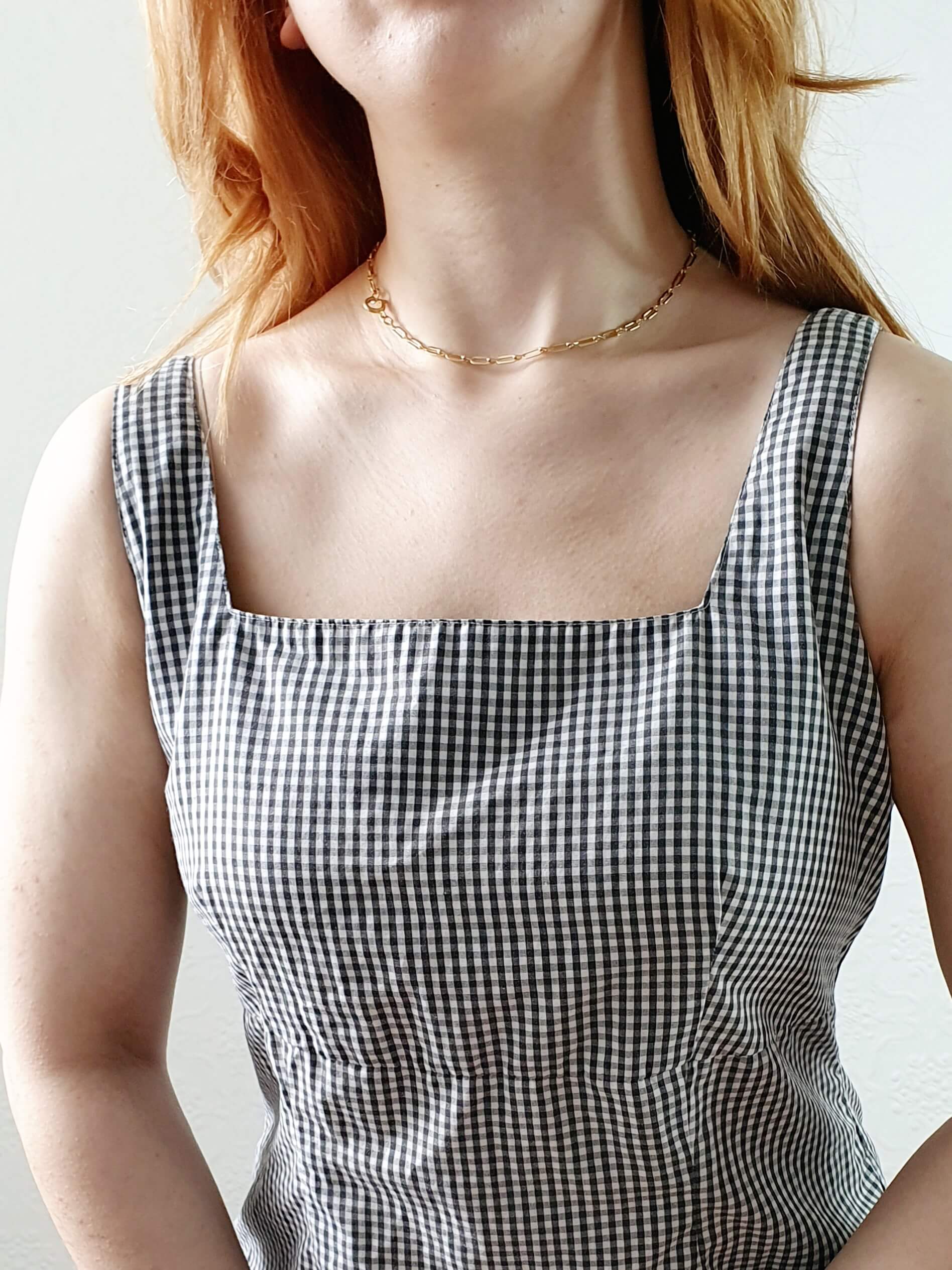 Vintage Gingham Sleeveless Dress with Square Neckline - M - Image 7