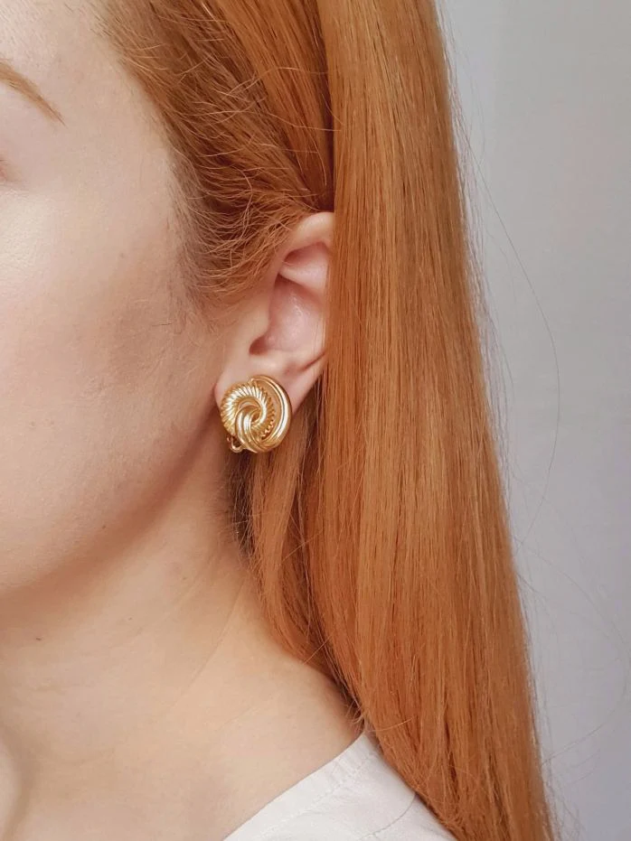 Vintage Gold Plated 1980s Clip On Earrings - Image 2