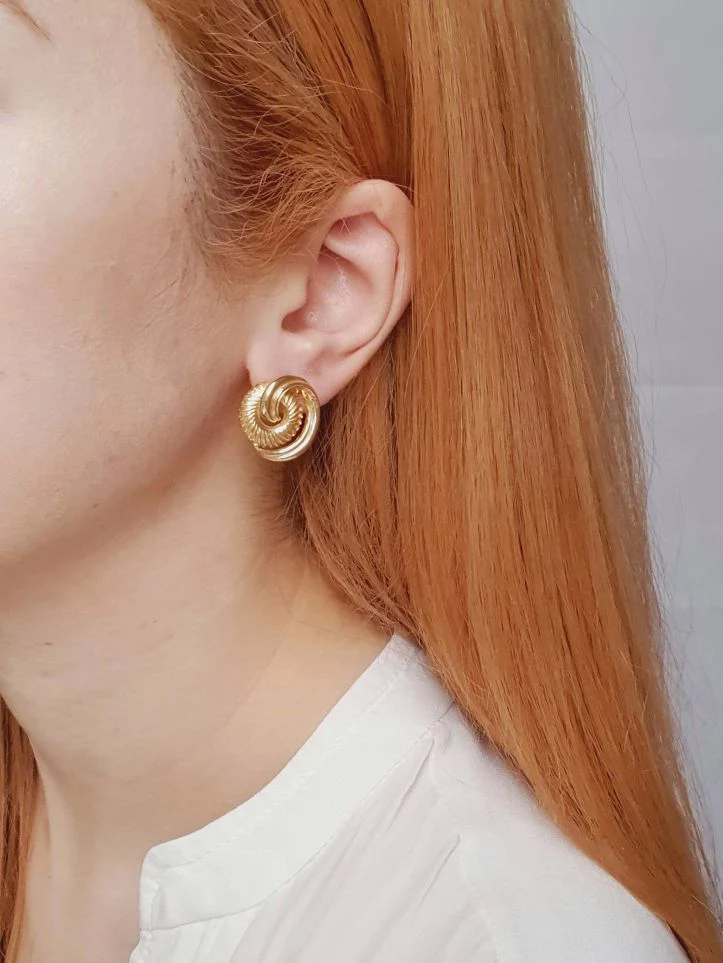 Vintage Gold Plated 1980s Stud Earrings - Image 2