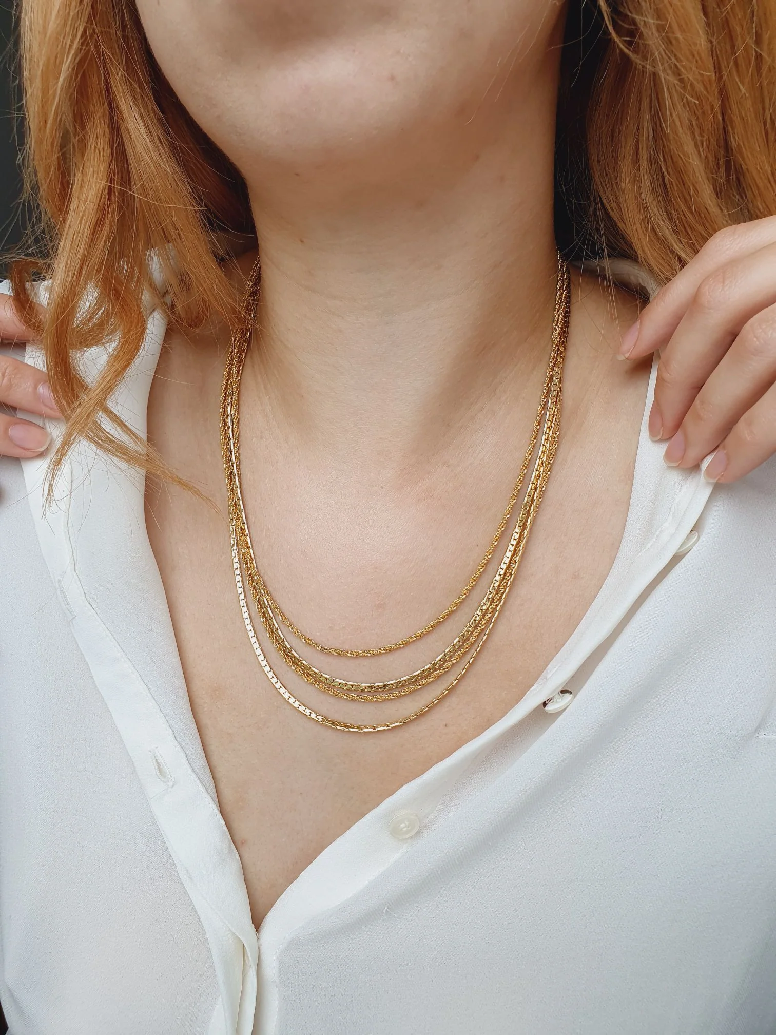 Vintage Gold Plated 4 Strand Chain Necklace - Image 6