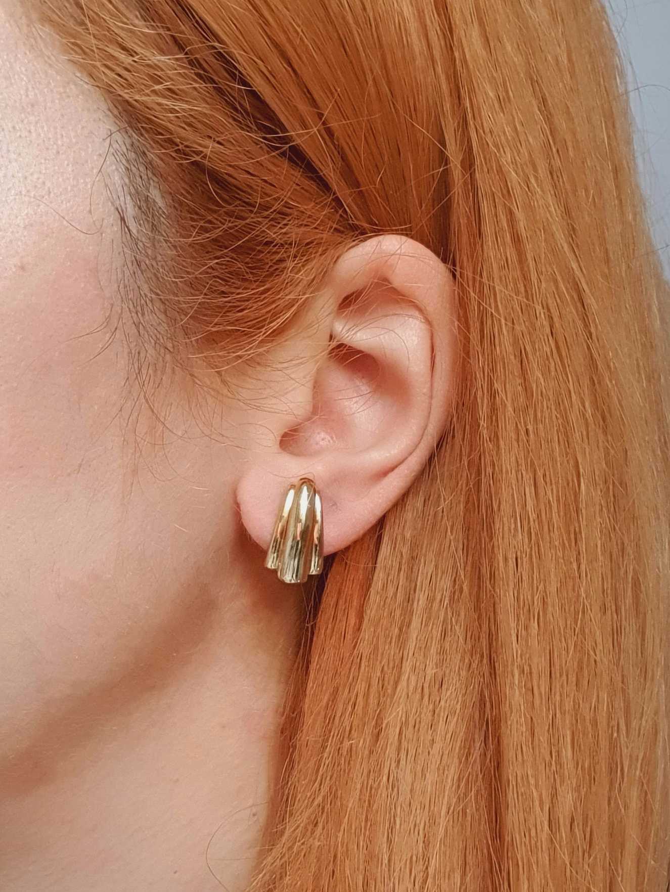 Vintage Gold Plated 80s Stud Earrings - Image 2