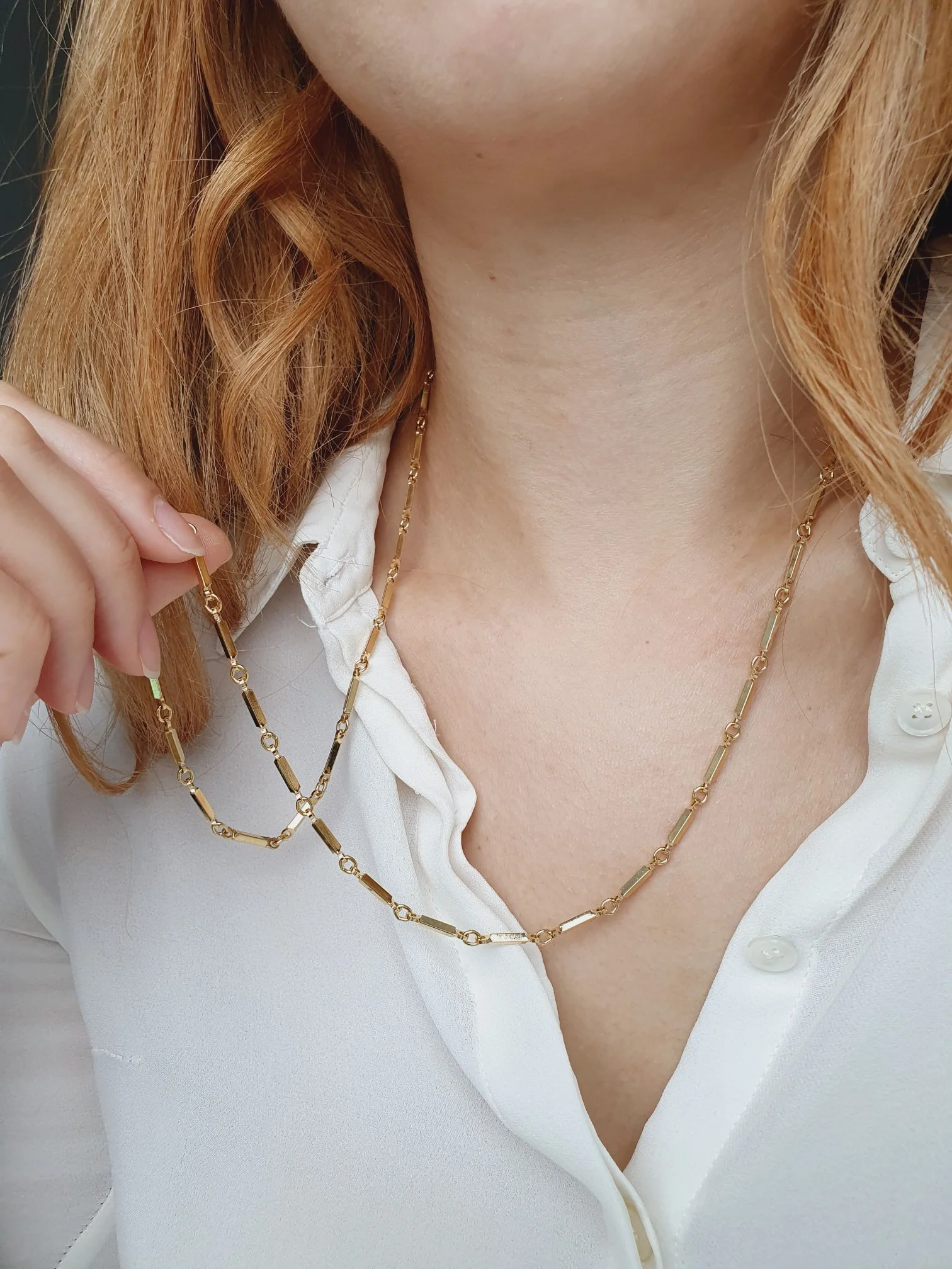 Vintage Gold Plated Bar Link Chain Necklace